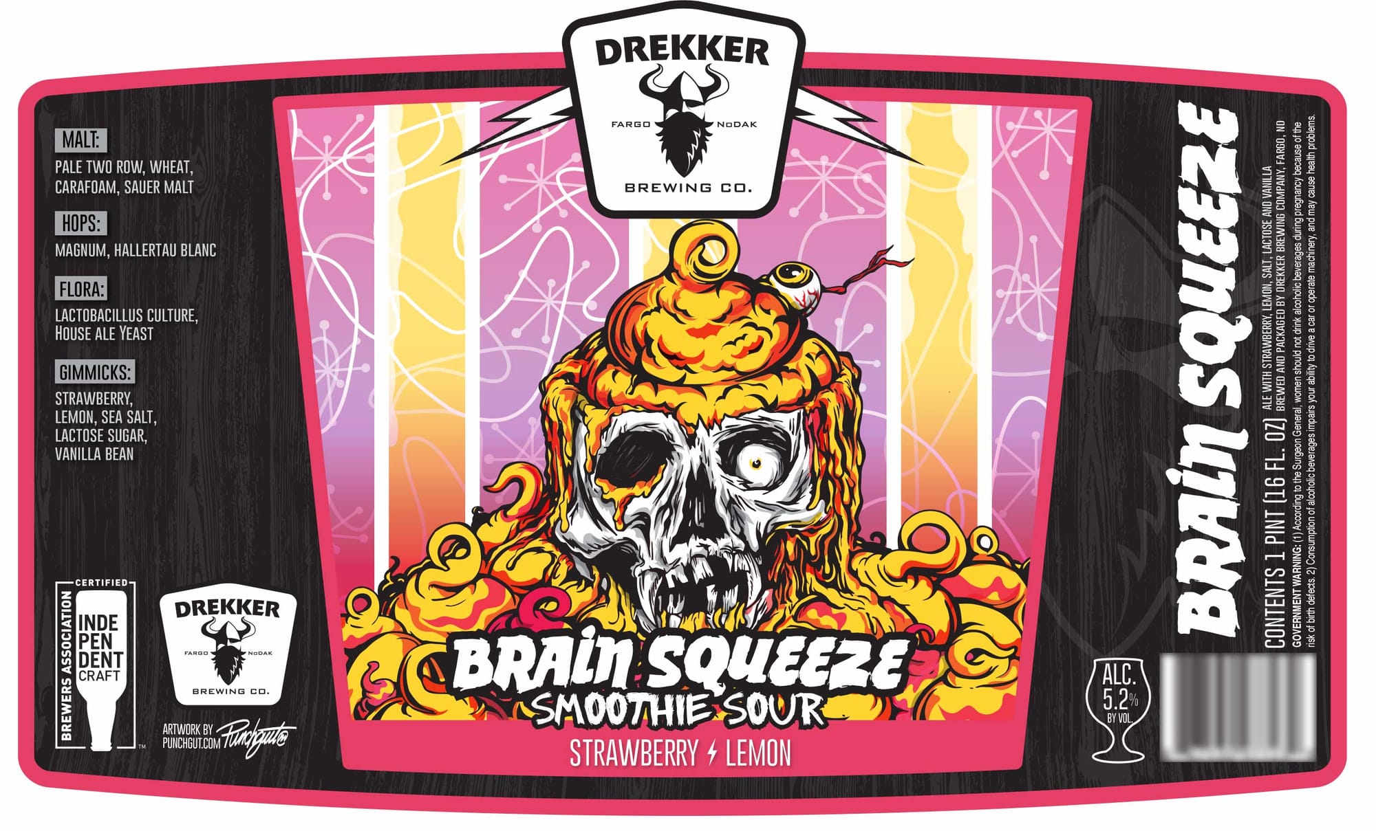 Brain Squeeze Smoothie Sour by Drekker Brewing Co. - beer label