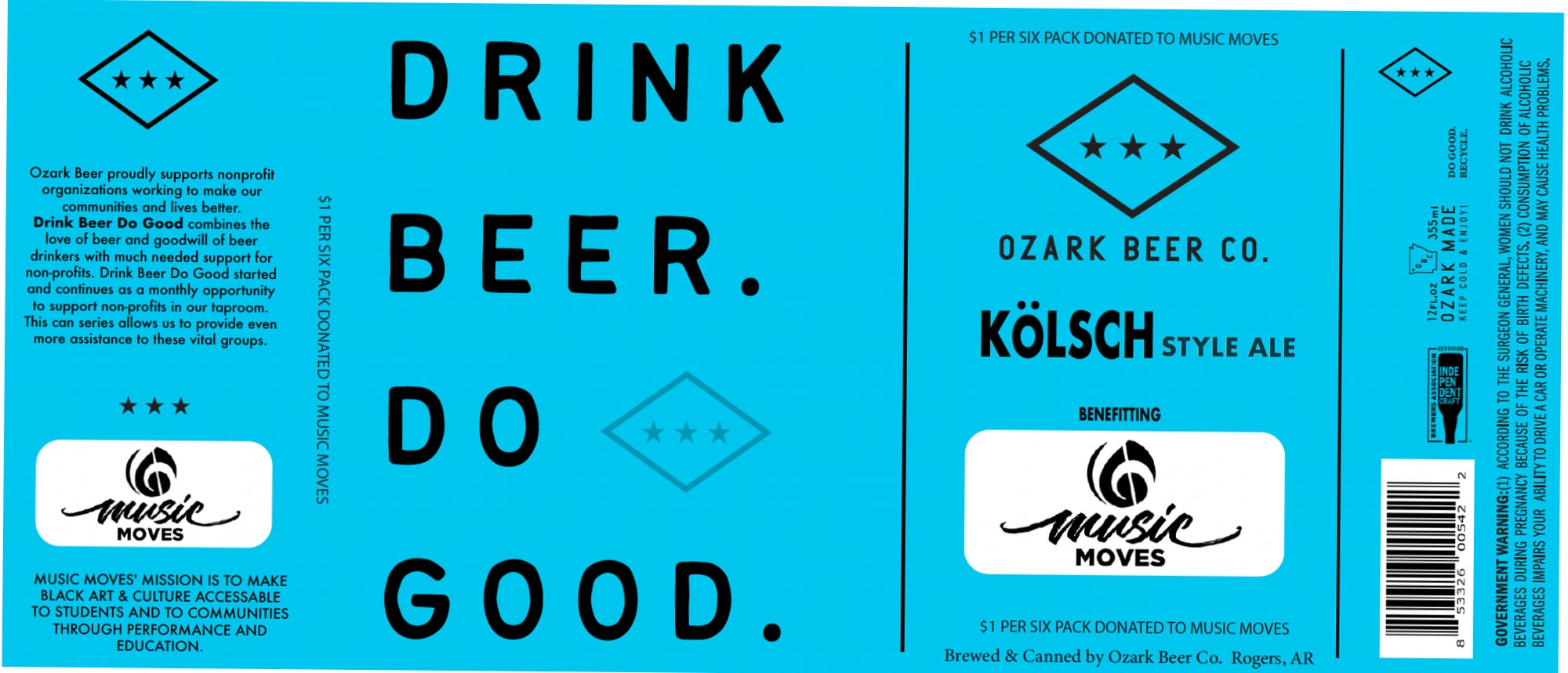 Drink Beer Do Good Kölsch Style Ale by Ozark Beer Co. - beer label