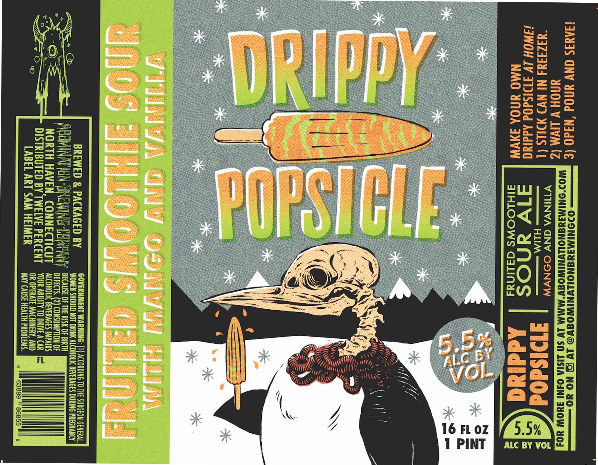 Drippy Sour Popsicle by Abomination Brewing Company - beer label