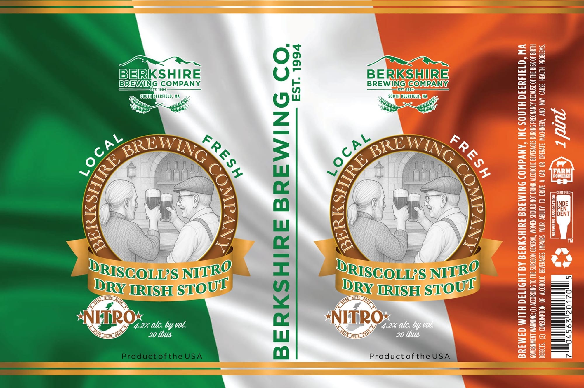 Driscoll’s Nitro Dry Irish Stout by Berkshire Brewing Company - beer label