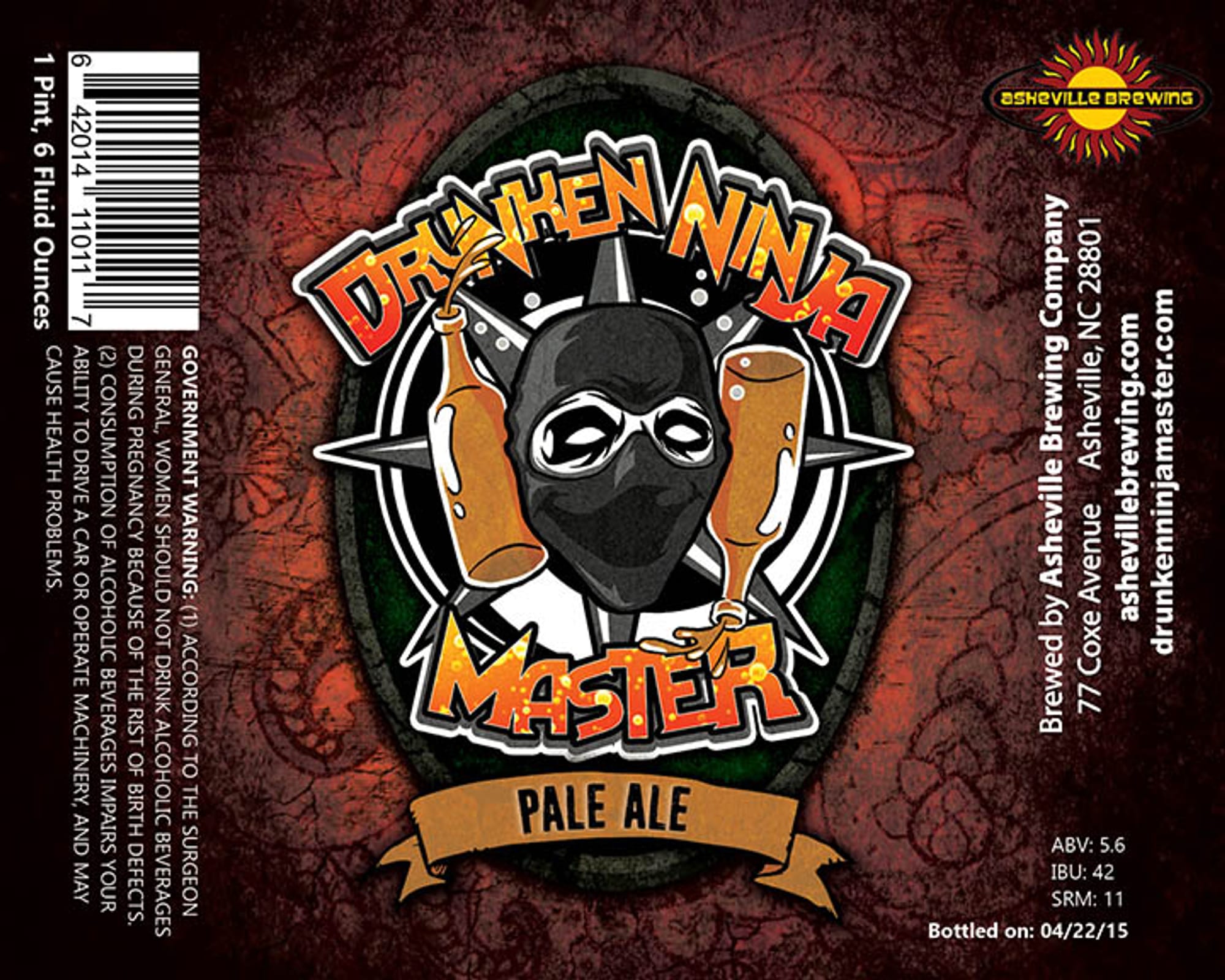 Drunken Ninja Master by Asheville Brewing Company - beer label