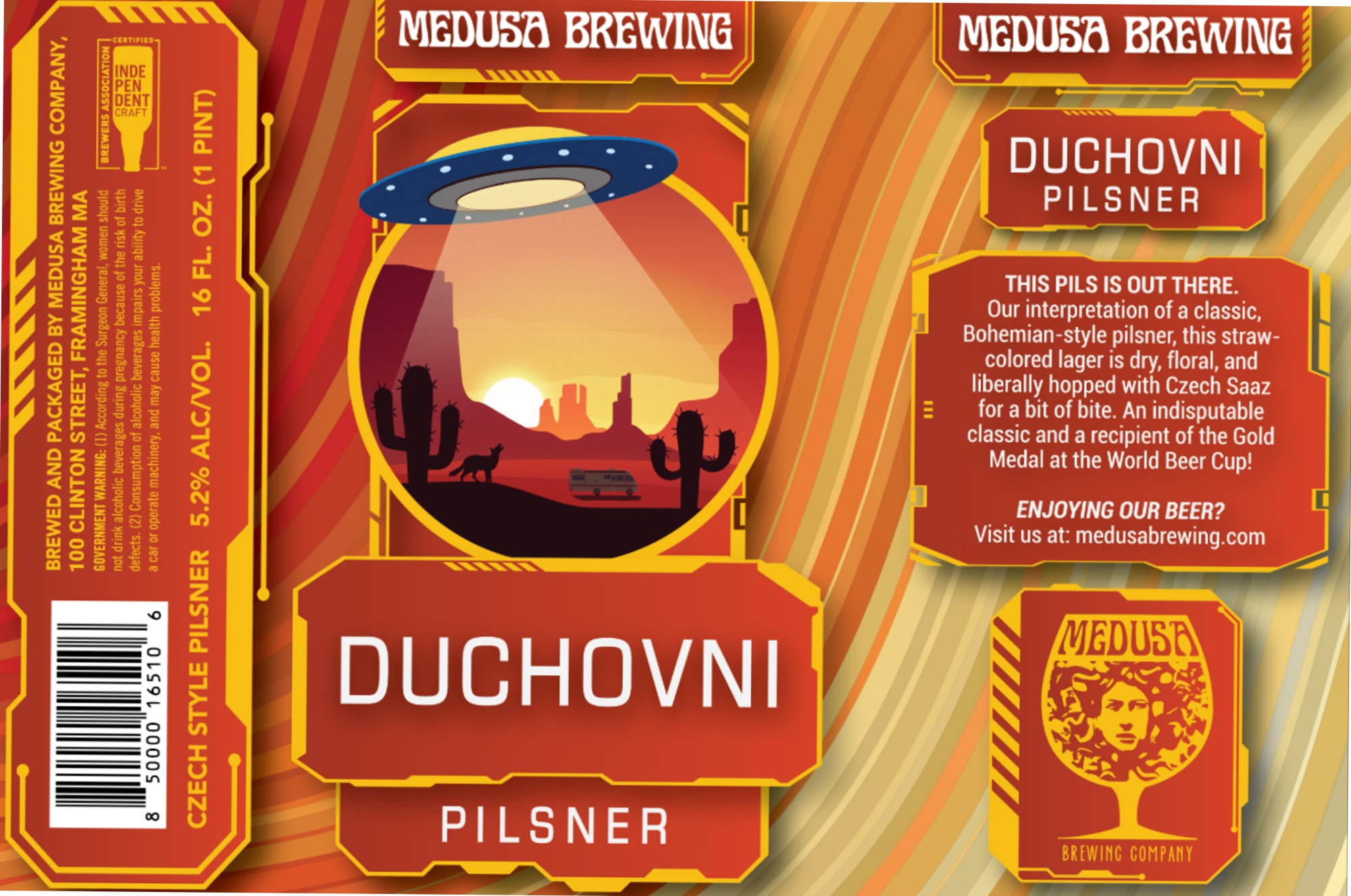 Duchovni Pilsner by Medusa Brewing Company - beer label