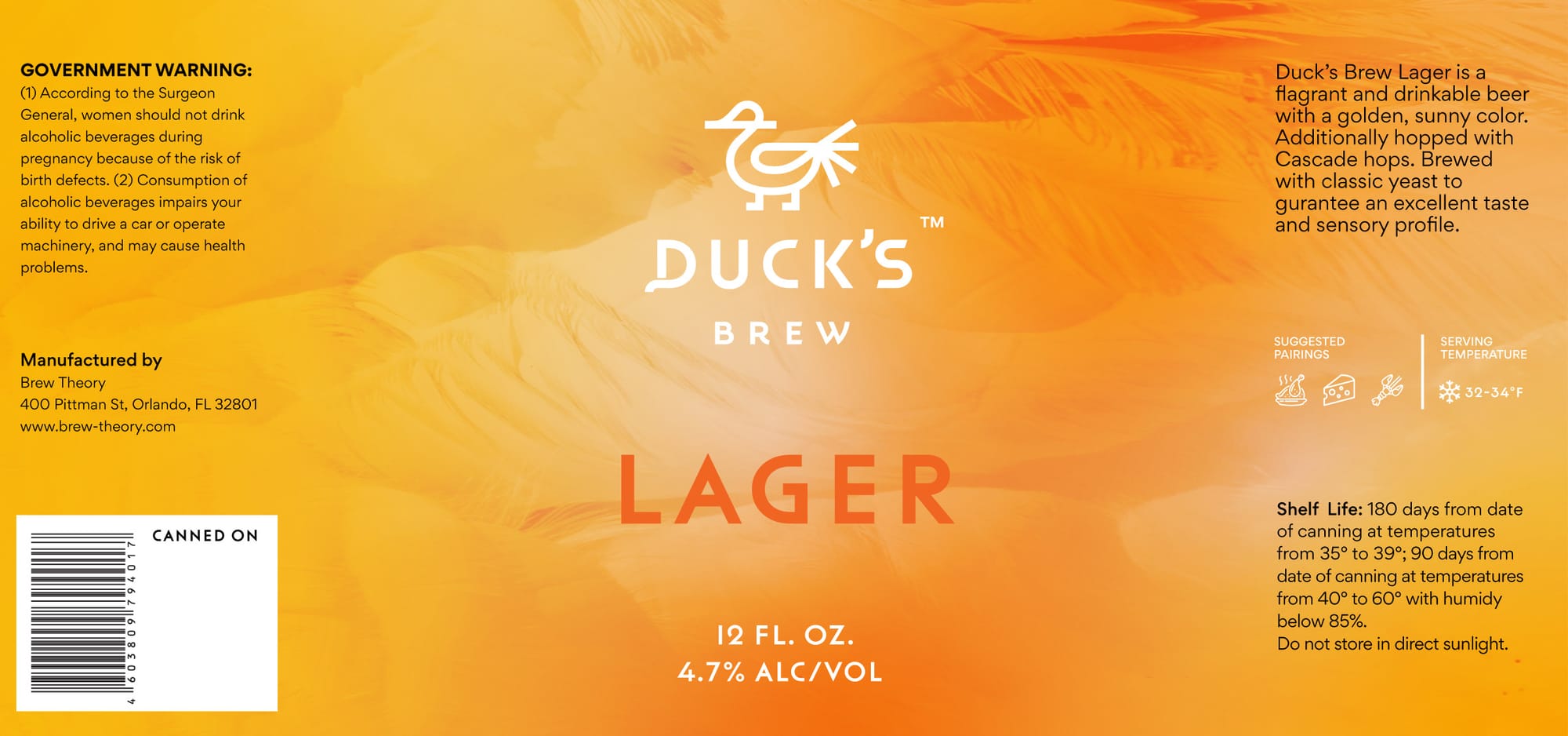 Duck's Lager by Brew Theory - beer label