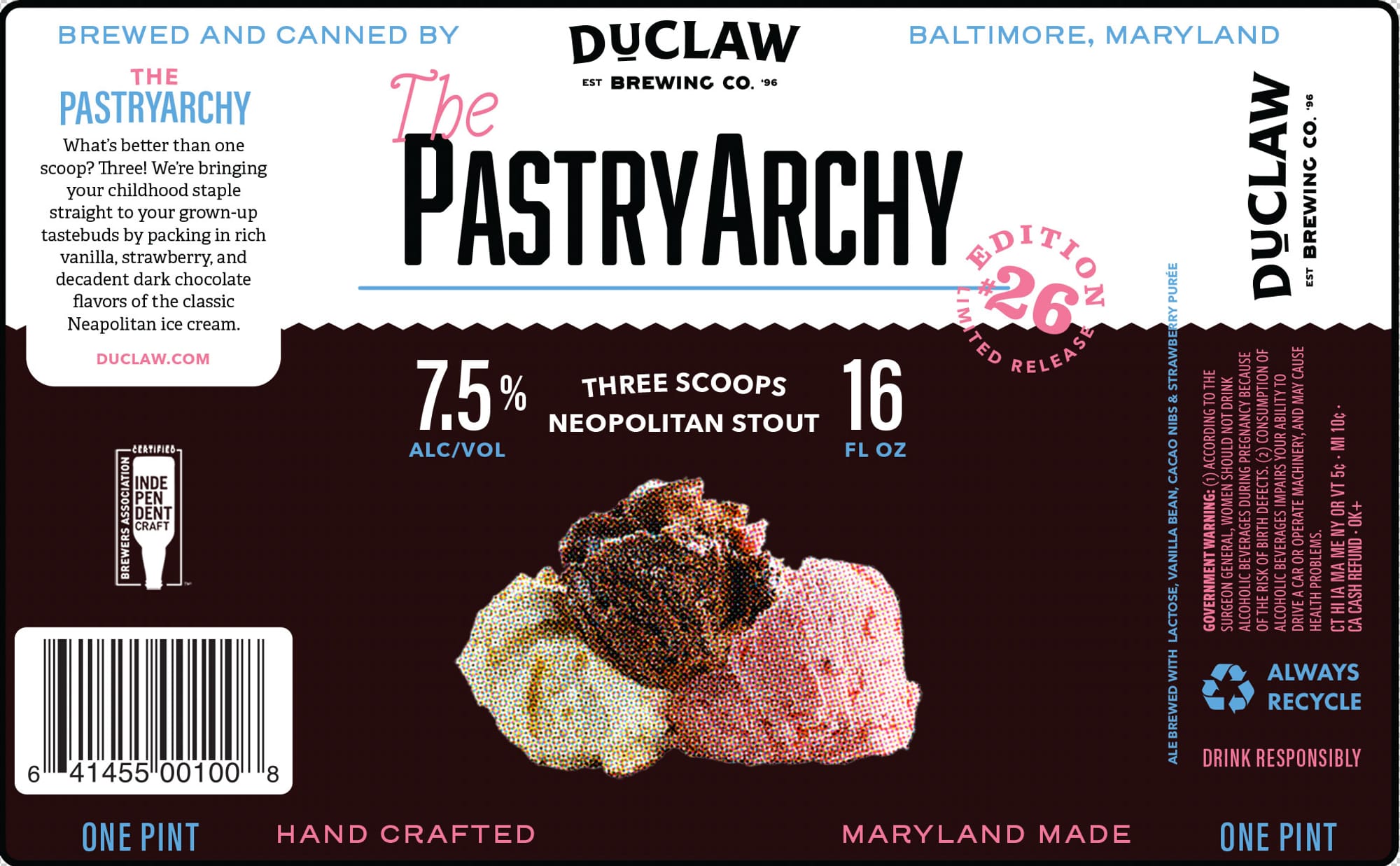 The PastryArchy - Edition #26 by DuClaw Brewing Co. - beer label