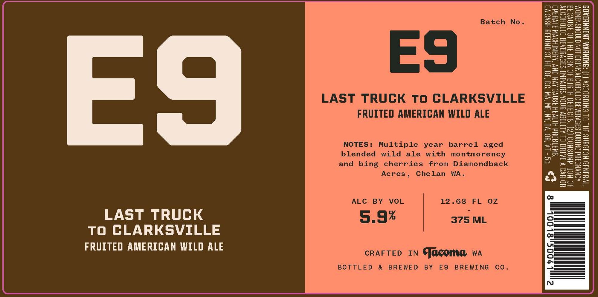 Last Truck to Clarksville by E9 Brewing Co. - beer label