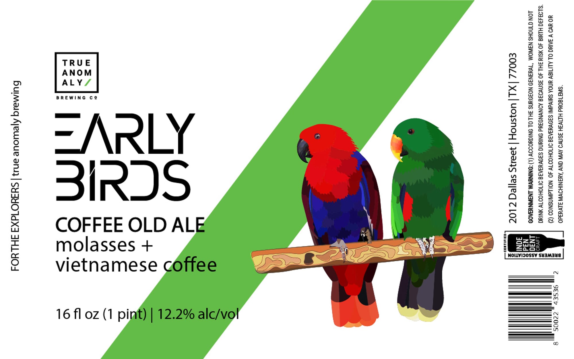 Early Birds by True Anomaly Brewing Co. - beer label