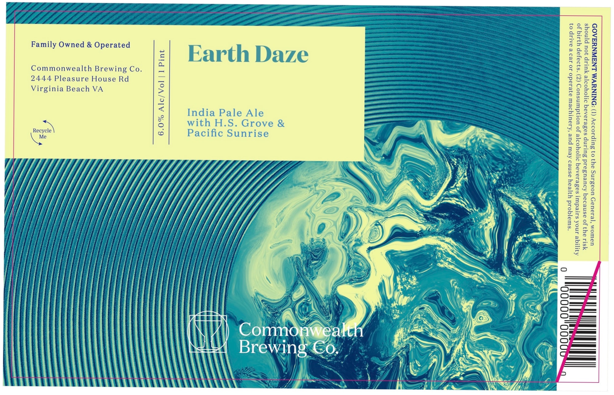 Earth Daze by Commonwealth Brewing Co. - beer label