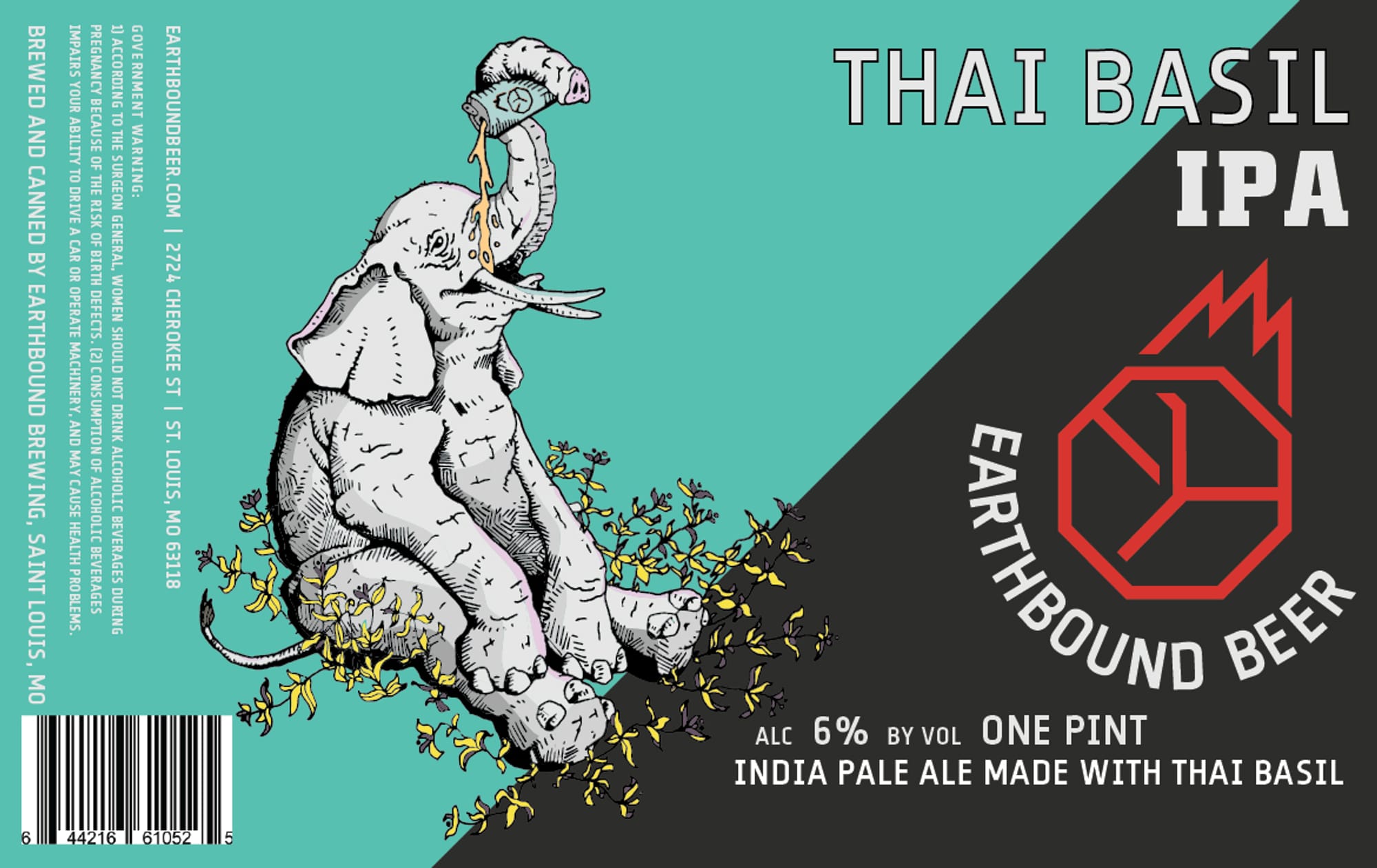 Thai Basil IPA by Earthbound Beer - beer label