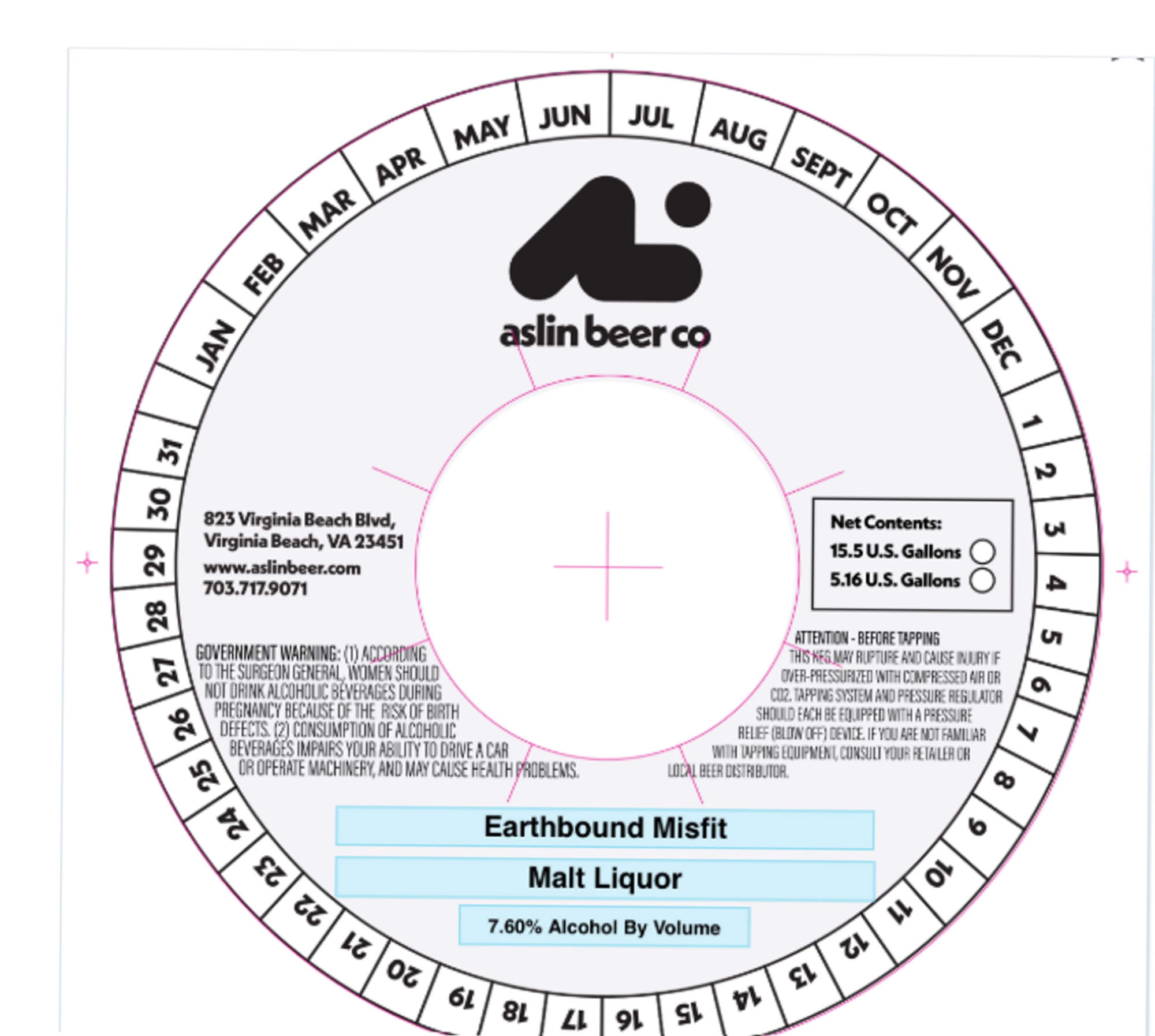 Earthbound Misfit by Aslin Beer Co. - beer label