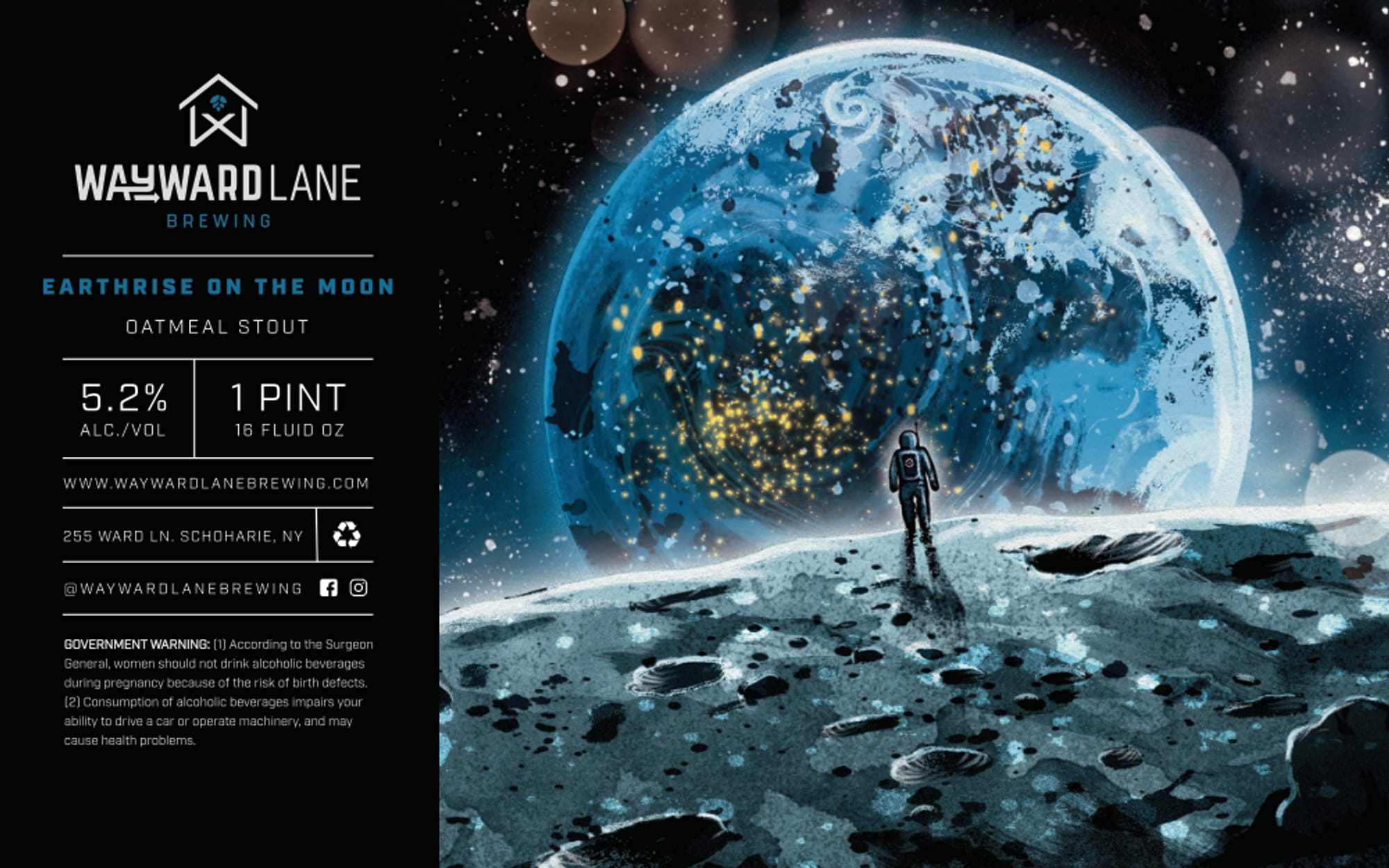 Earthrise on the Moon by Wayward Lane Brewing - beer label