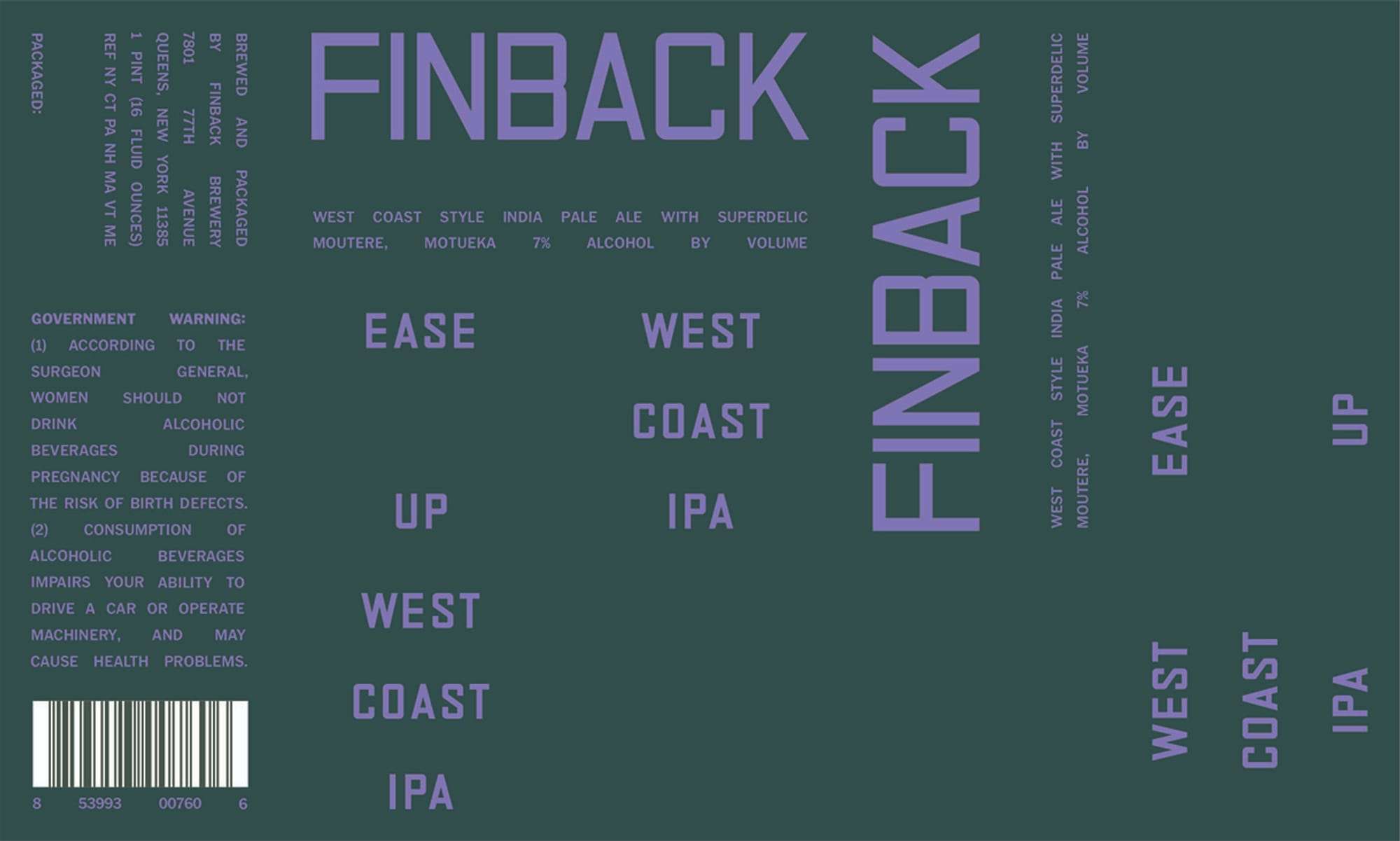 Ease by Finback Brewery - beer label