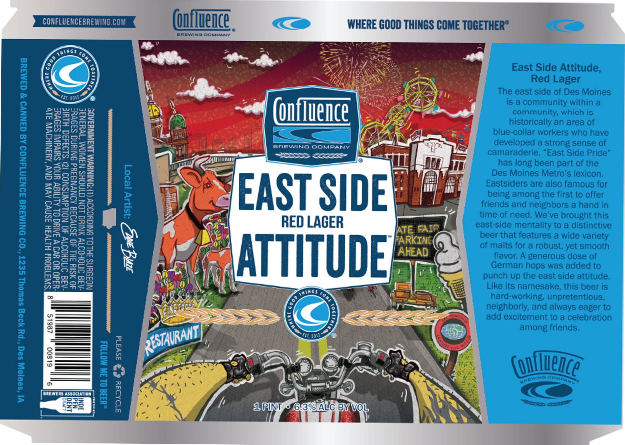 East Side Attitude by Confluence Brewing Company - beer label