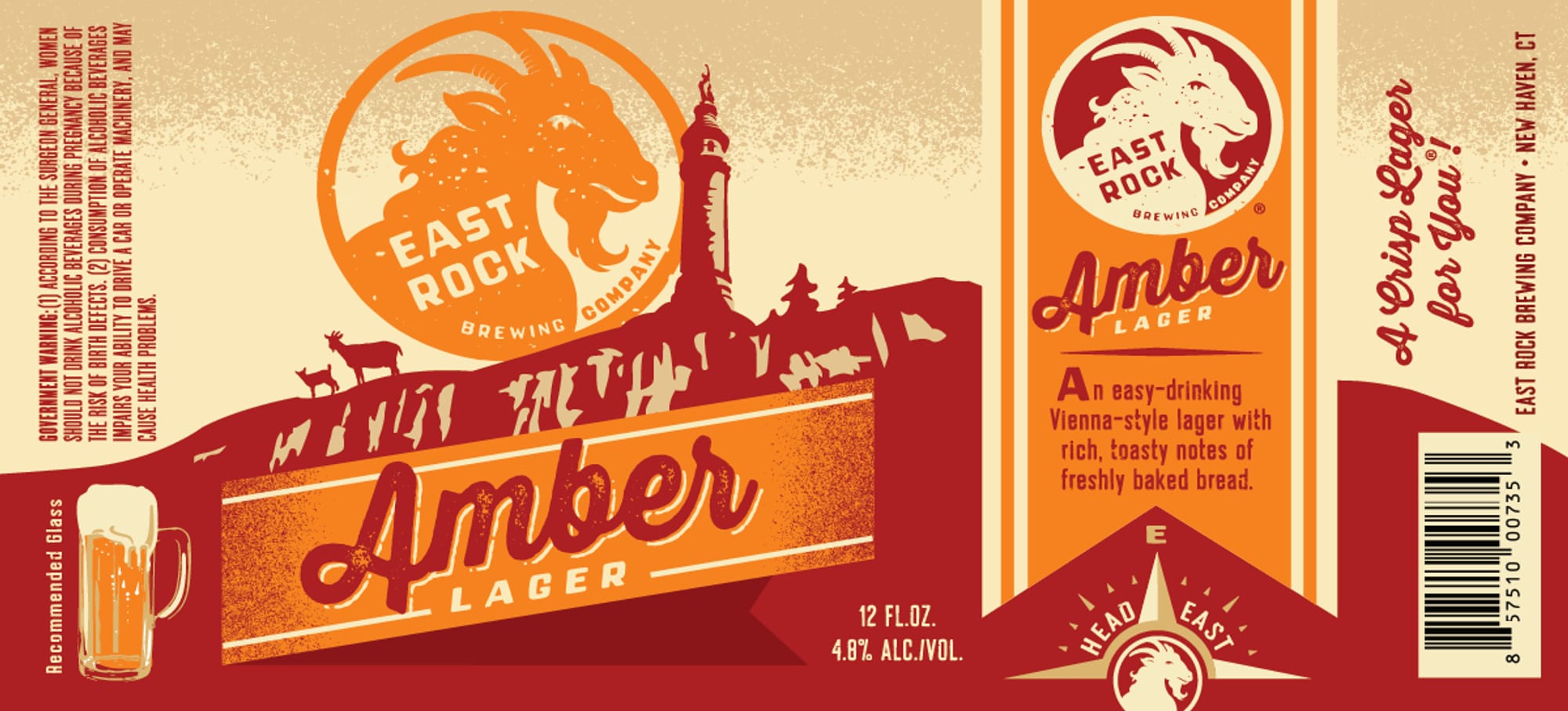 Amber Lager by East Rock Brewing Company - beer label