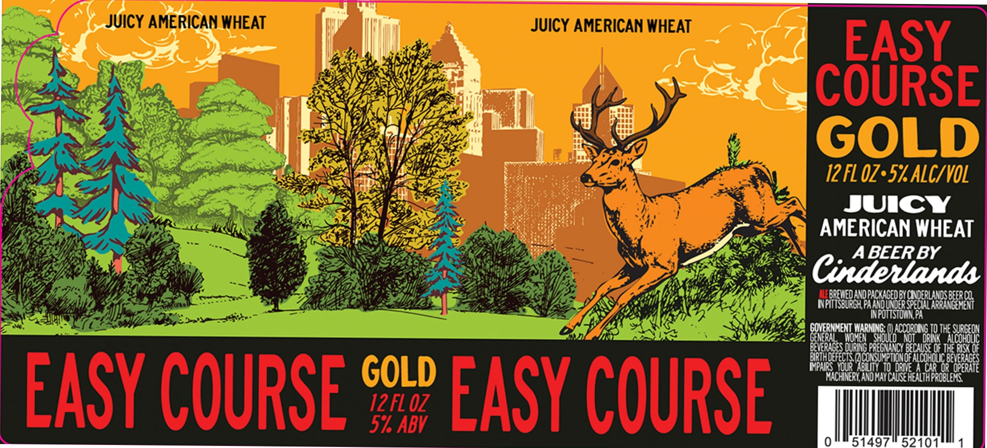 Easy Course Gold by Cinderlands Distilling & Brewing Co. - beer label