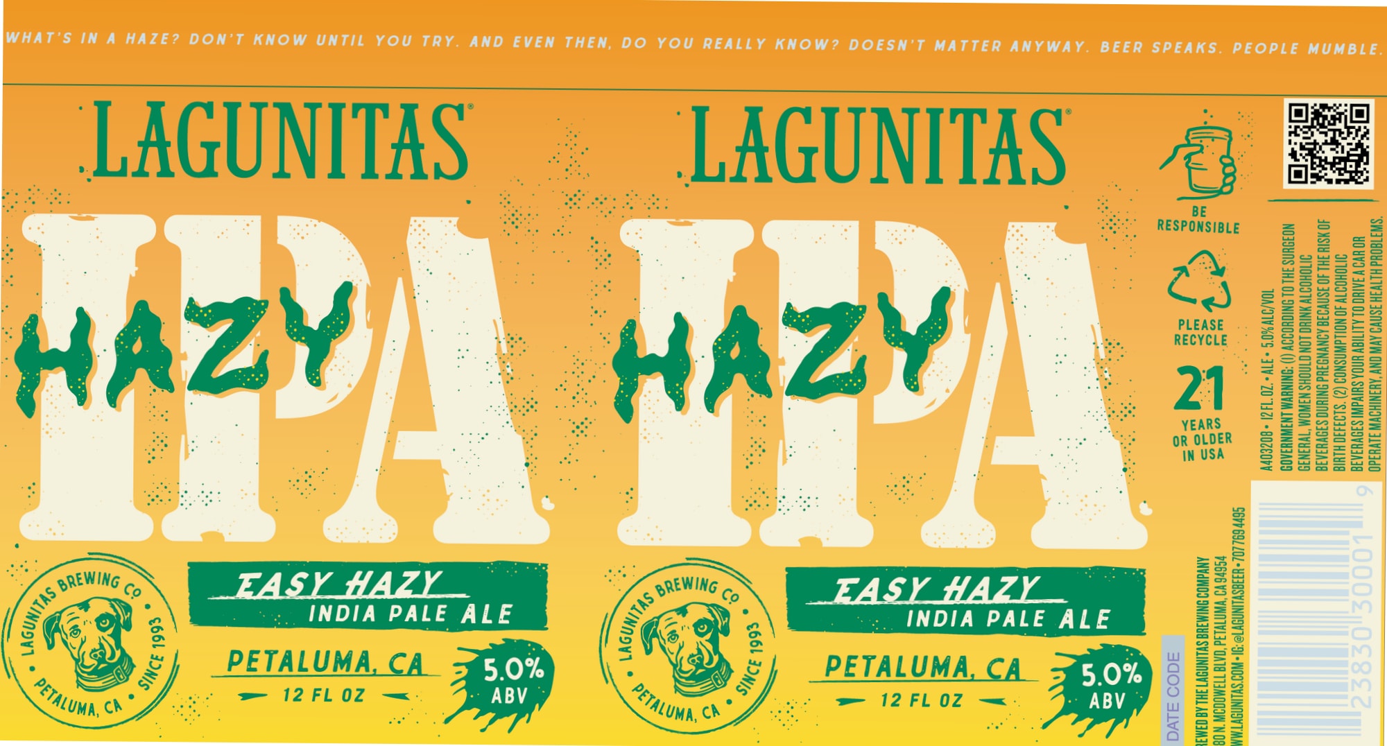 Easy Hazy IPA by Lagunitas Brewing Company - beer label