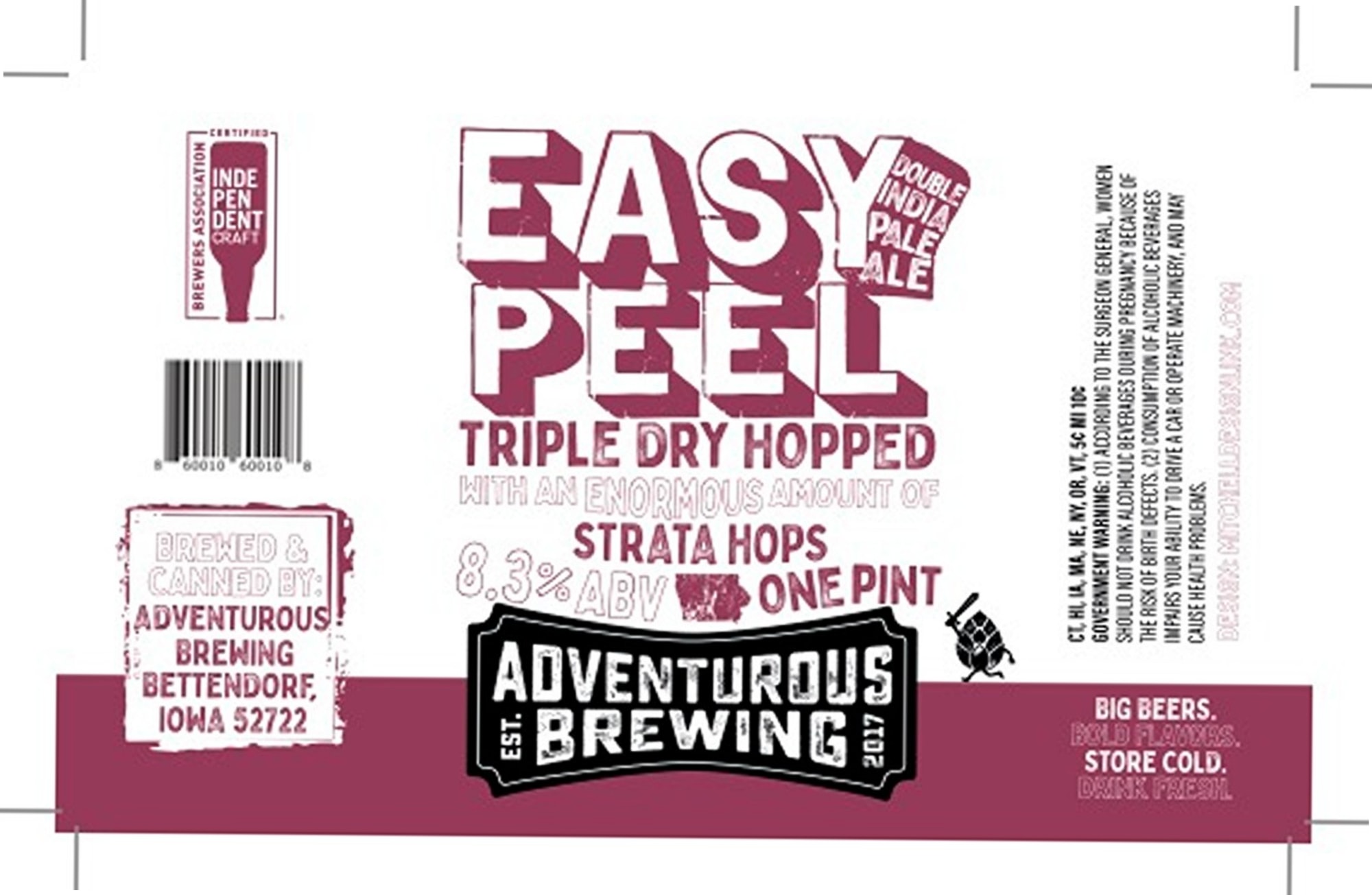 Easy Peel by Adventurous Brewing - beer label