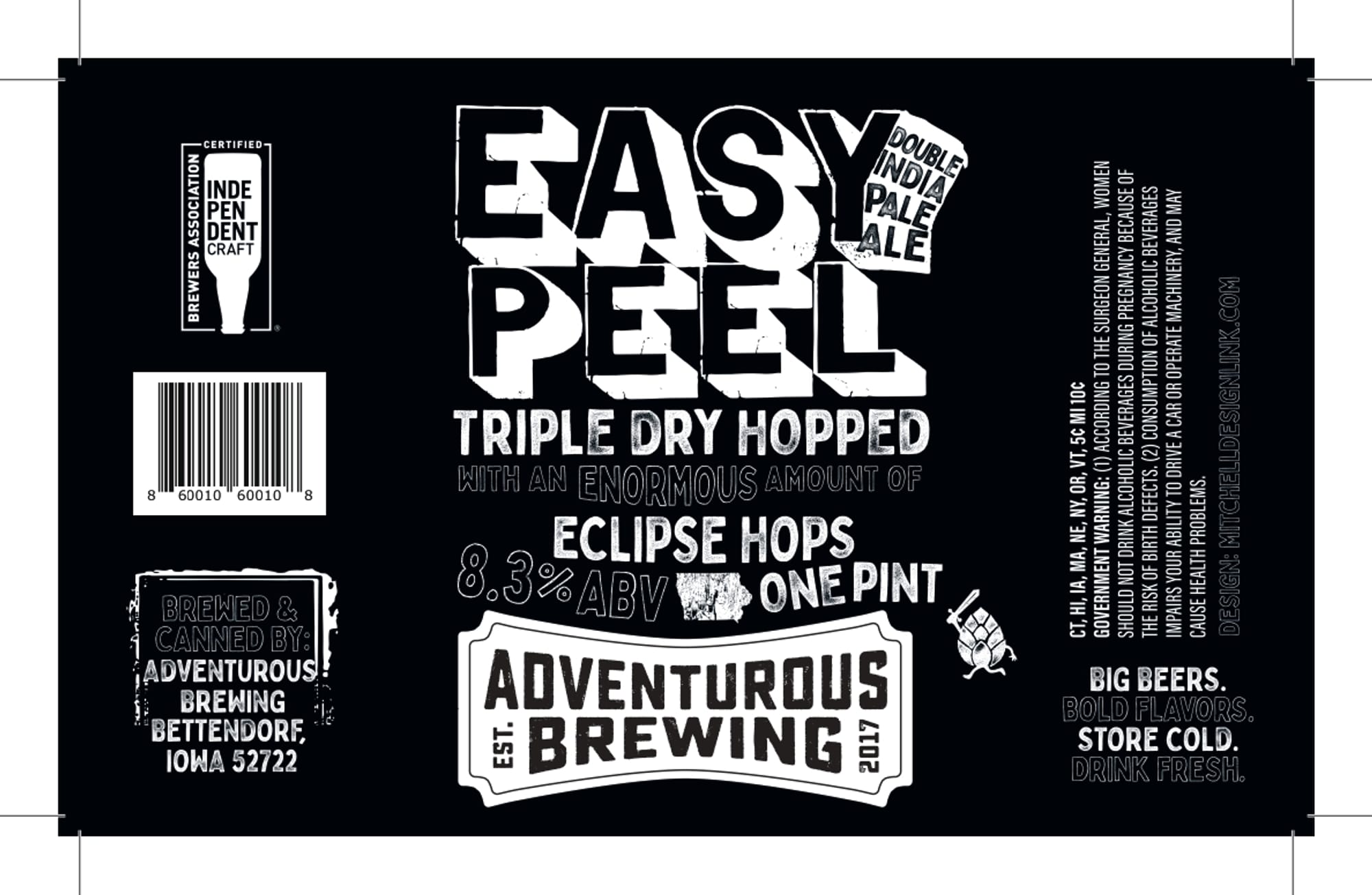 Easy Peel by Adventurous Brewing - beer label