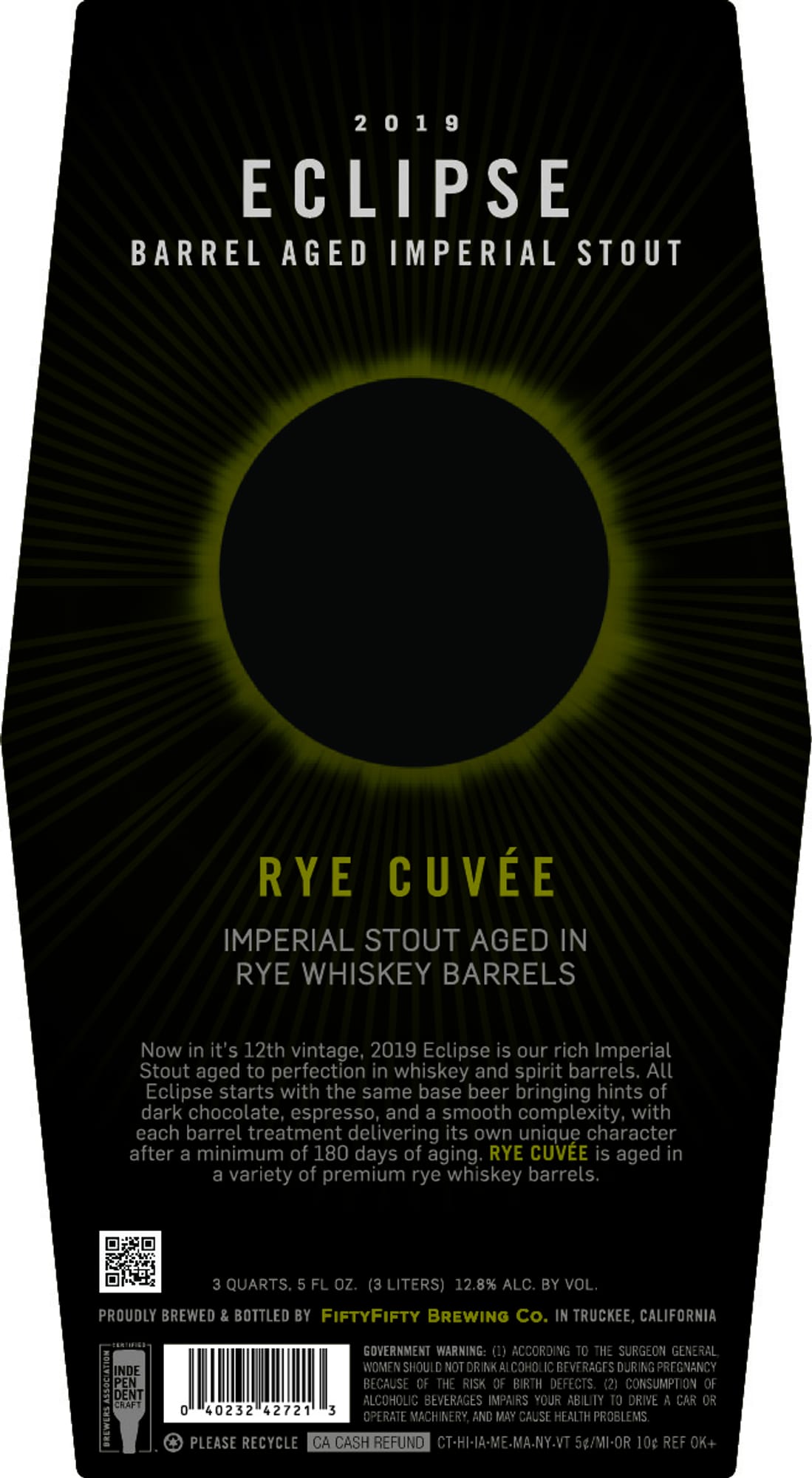 Eclipse 2019 Rye Cuvée by FiftyFifty Brewing Co. - beer label