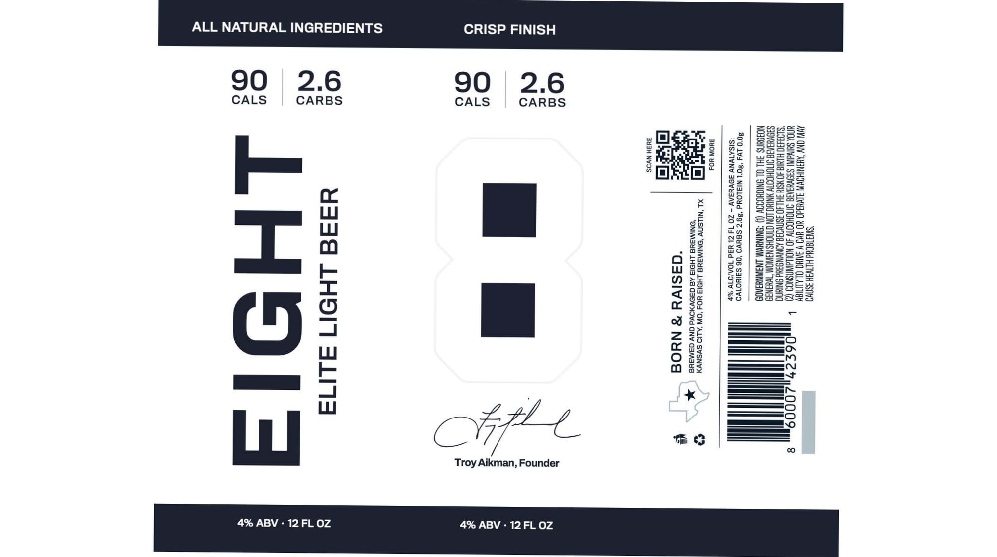 Eight Elite Light Beer by Eight Brewing - beer label