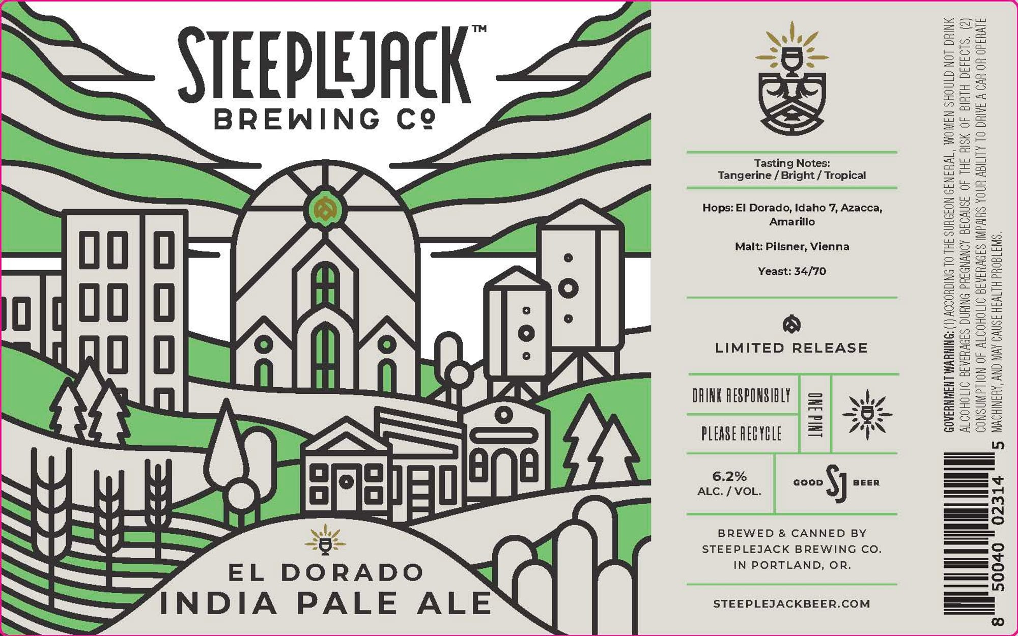 El Dorado India Pale Ale by Steeplejack Brewing Co. - beer label