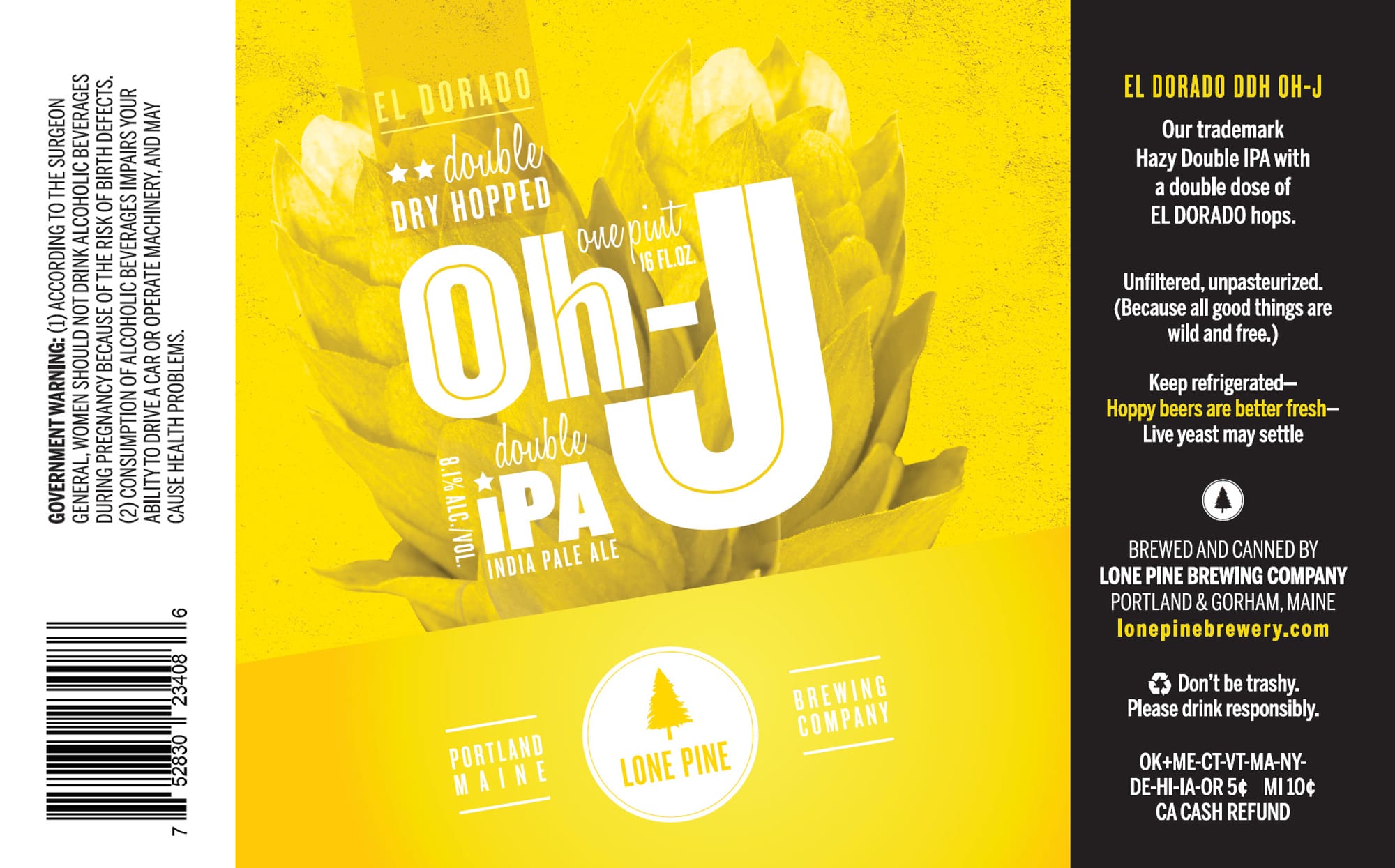 El Dorado Oh-J by Lone Pine Brewing Company - beer label