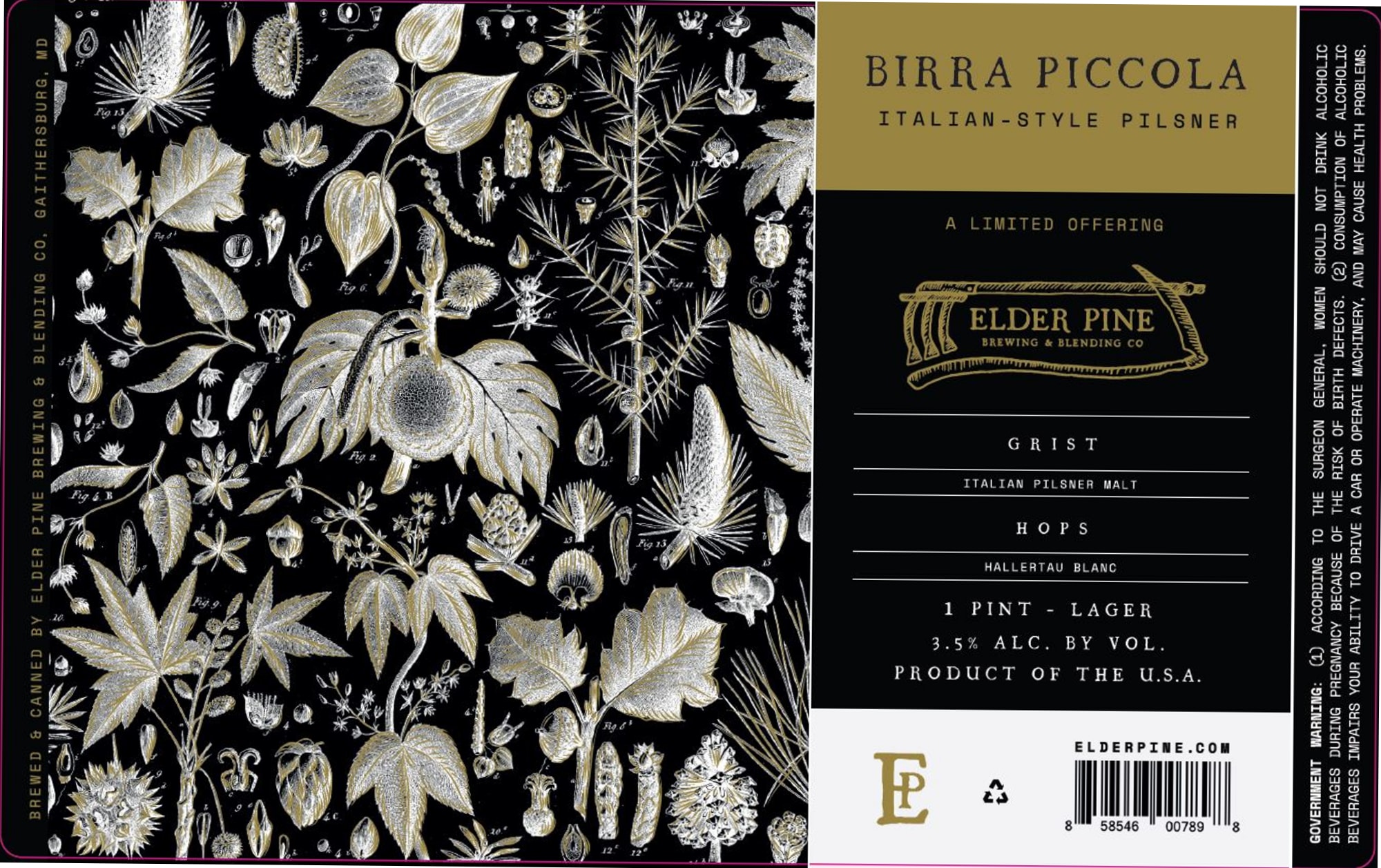 Birra Piccola by Elder Pine Brewing & Blending Co. - beer label