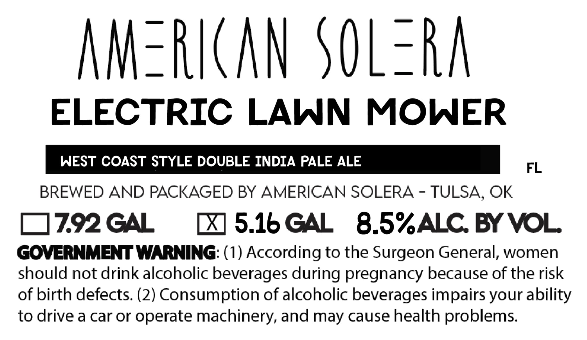 Electric Lawn Mower by American Solera - beer label