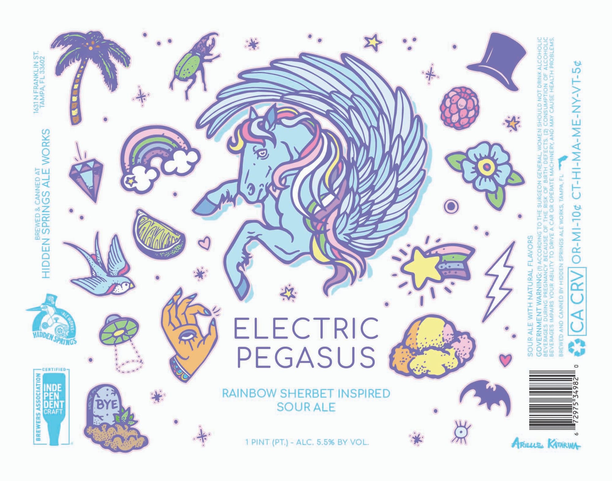 Electric Pegasus by Hidden Springs Ale Works - beer label