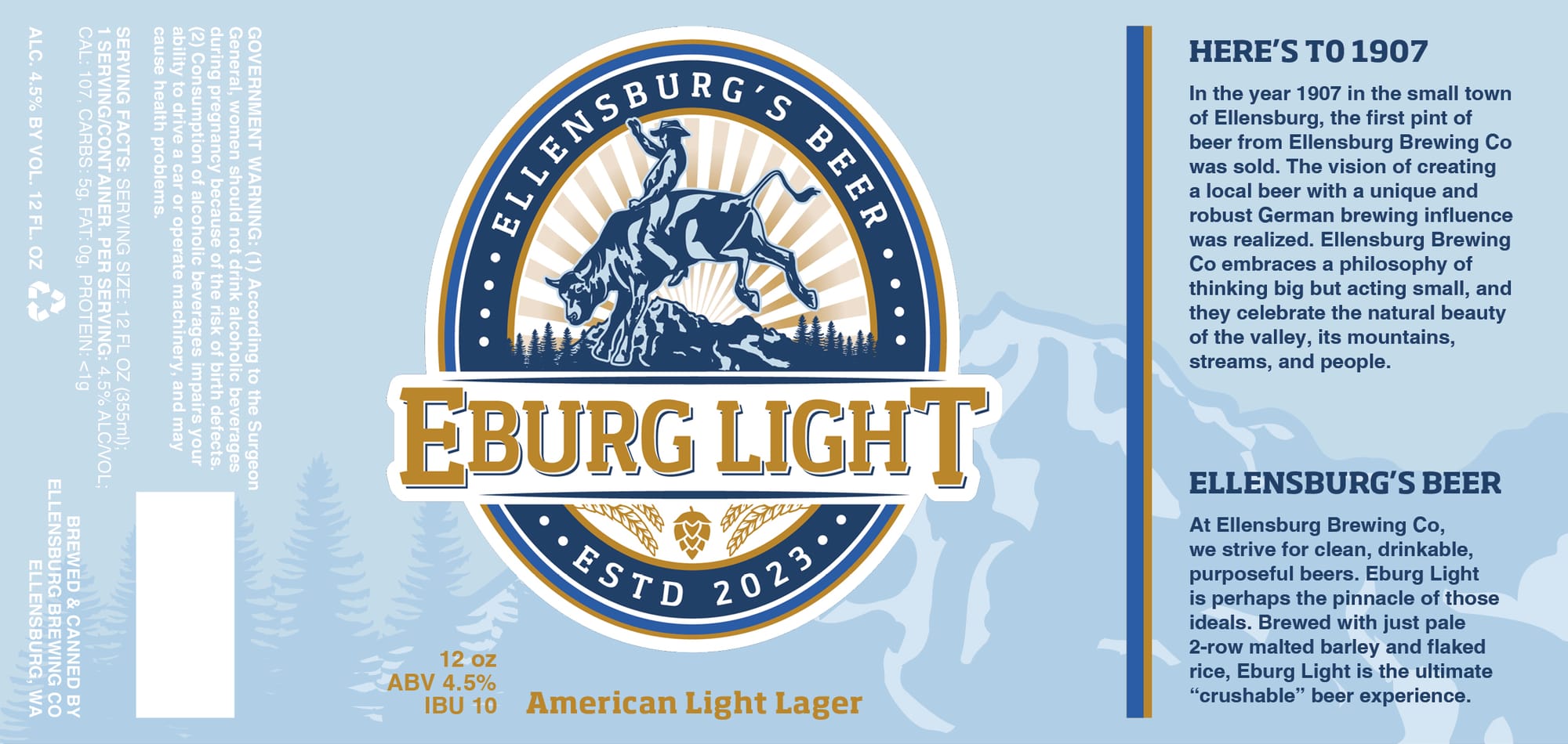 Eburg Light by Ellensburg Brewing Co - beer label