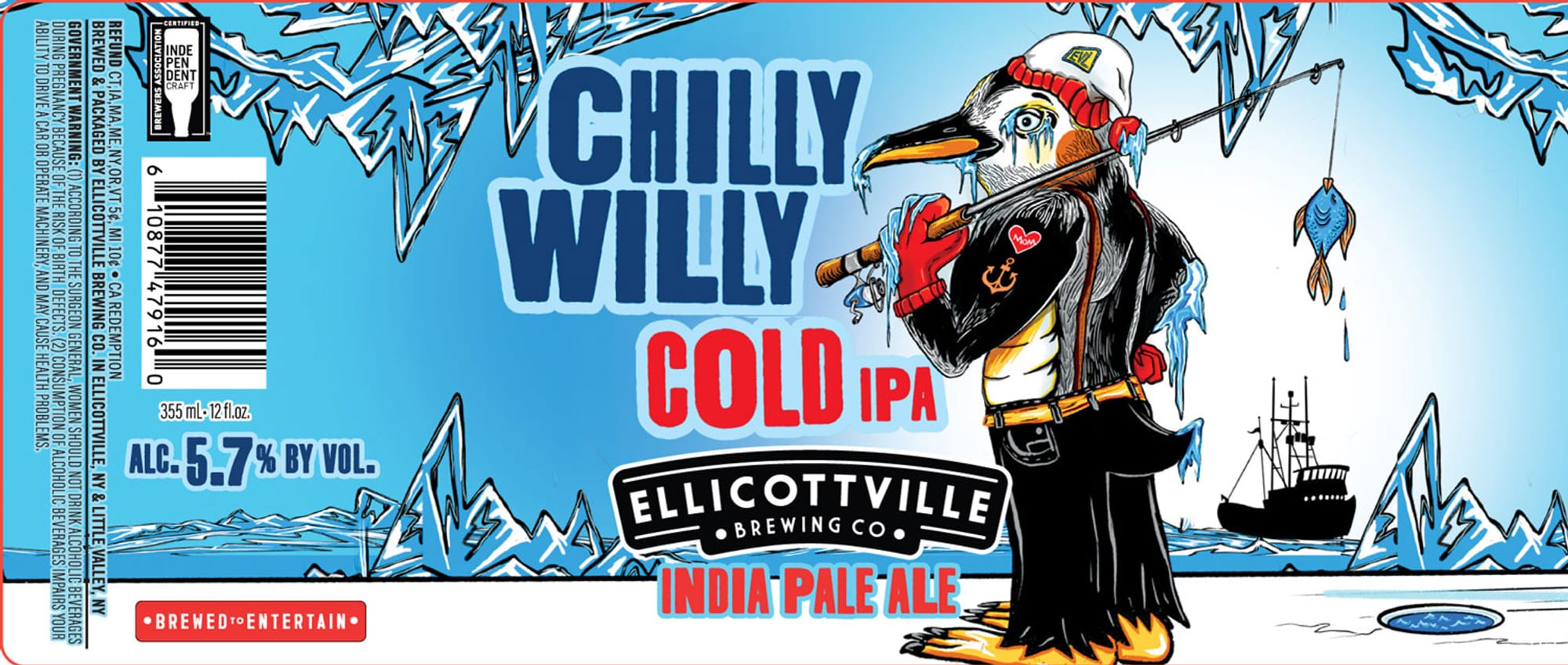 Chilly Willy Cold IPA by Ellicottville Brewing Co. - beer label