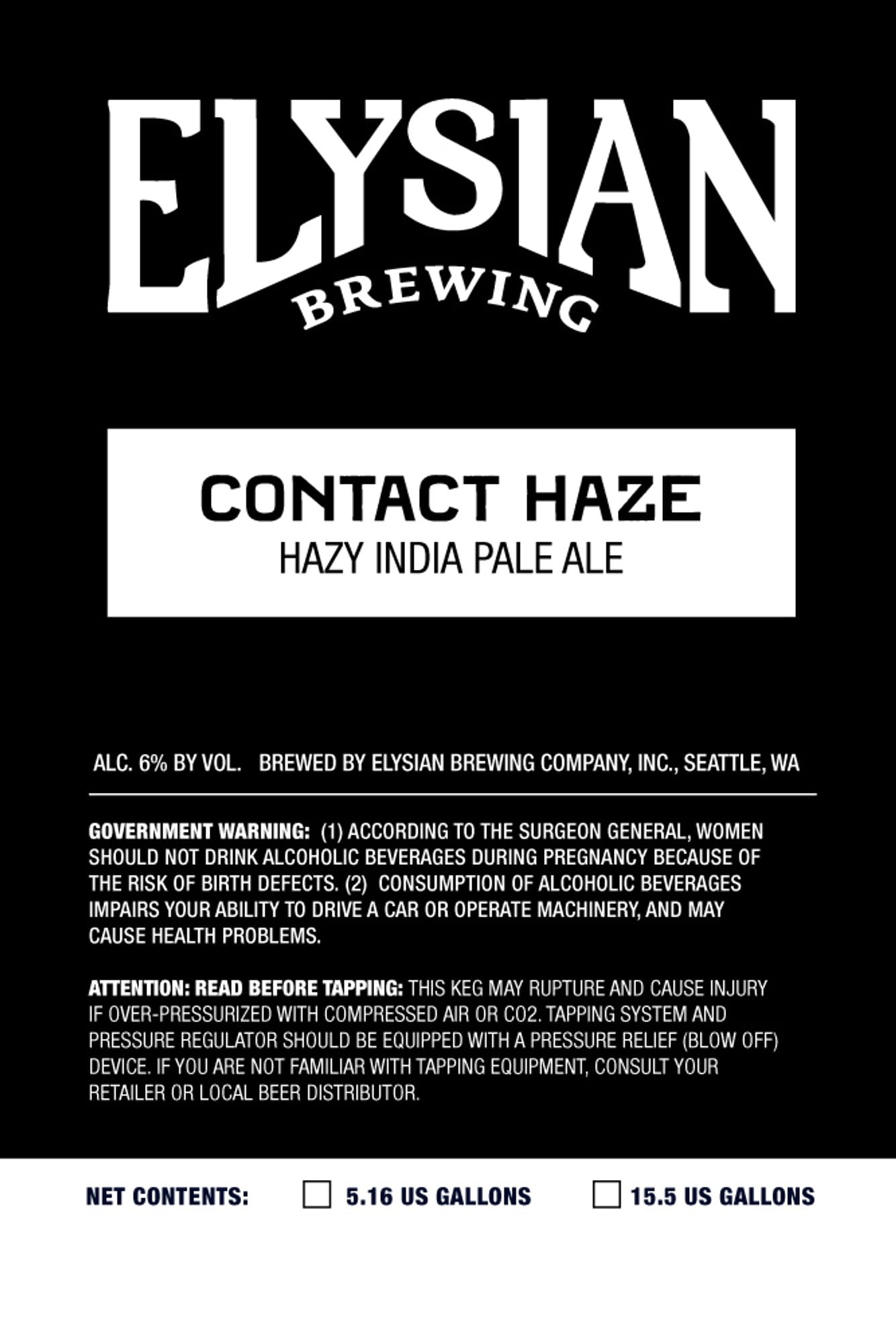 Contact Haze by Elysian Brewing - beer label