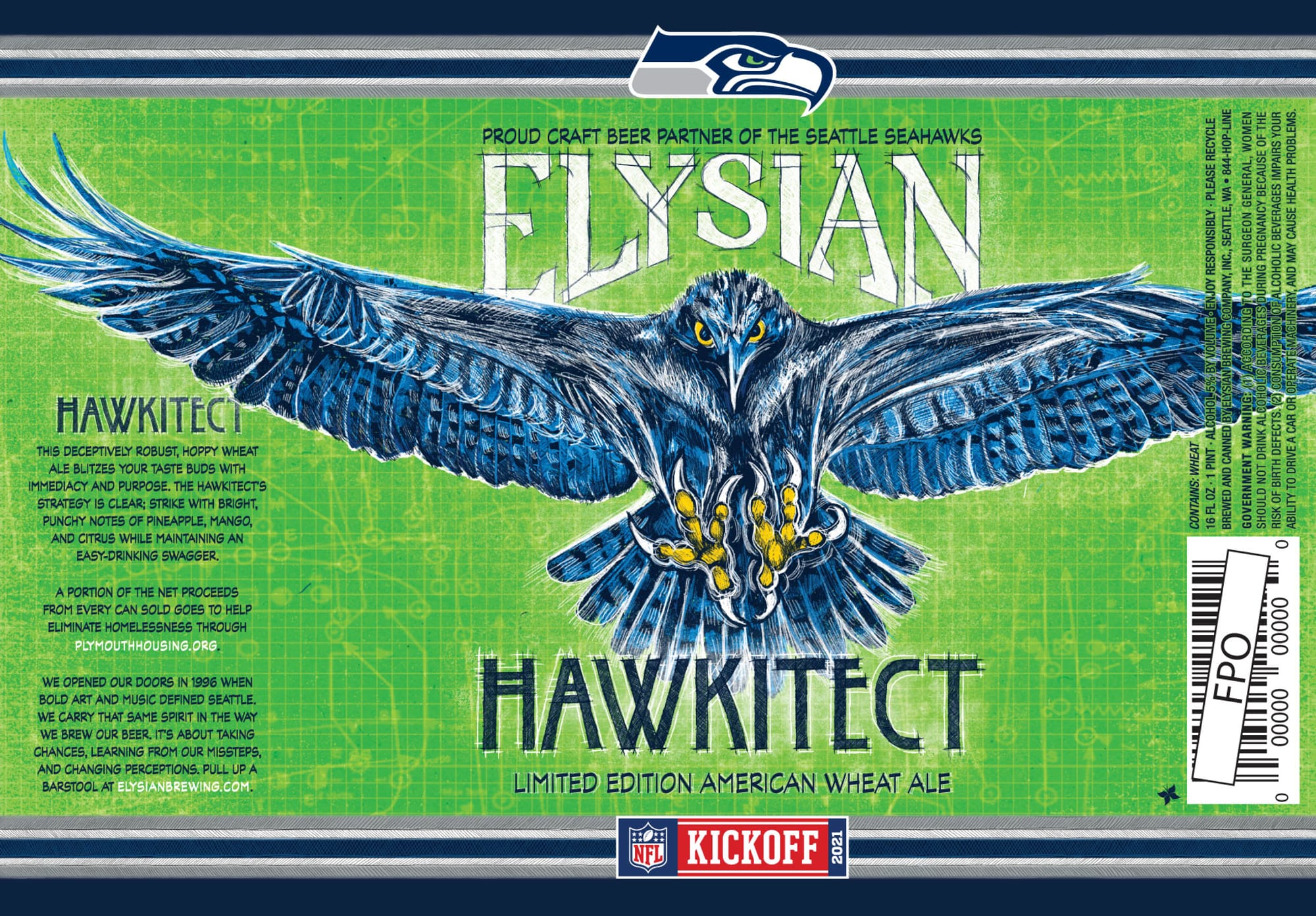 Hawkitect by Elysian Brewing - beer label