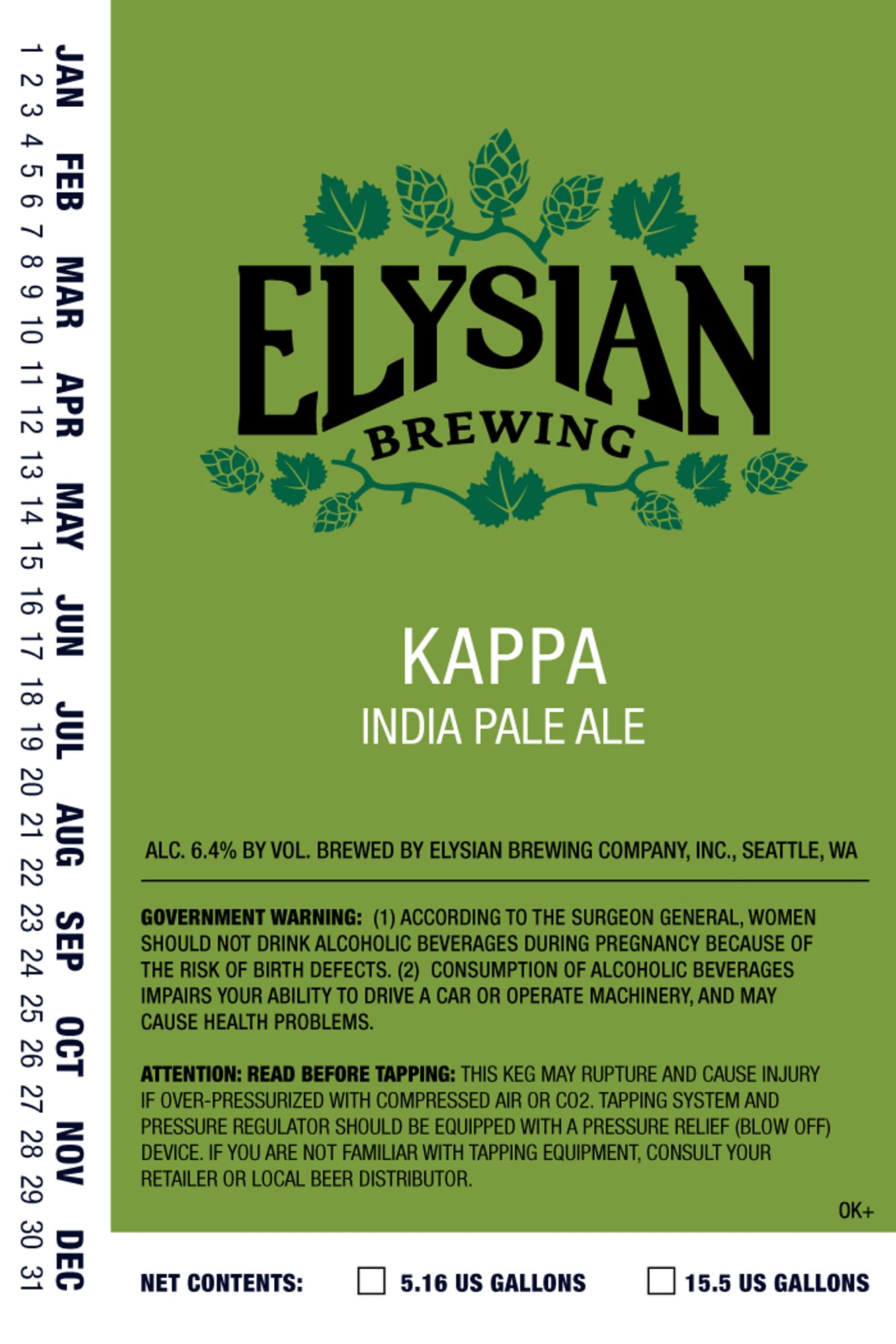 Kappa India Pale Ale by Elysian Brewing - beer label