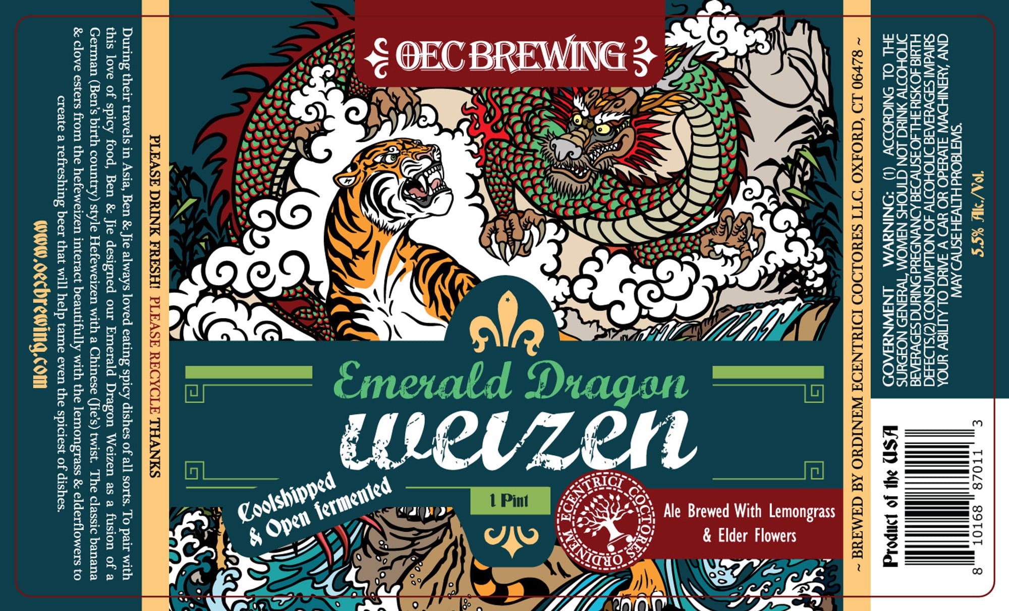 Emerald Dragon by OEC Brewing - beer label