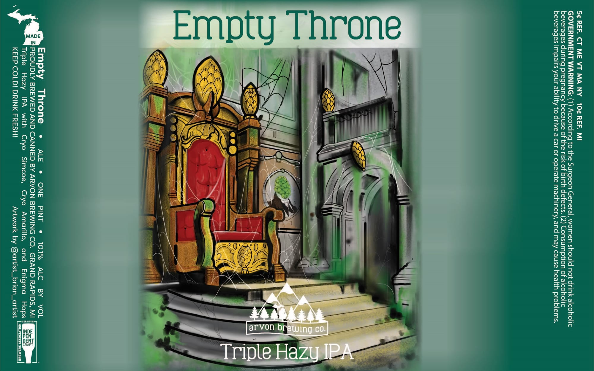 Empty Throne by Arvon Brewing Co. - beer label