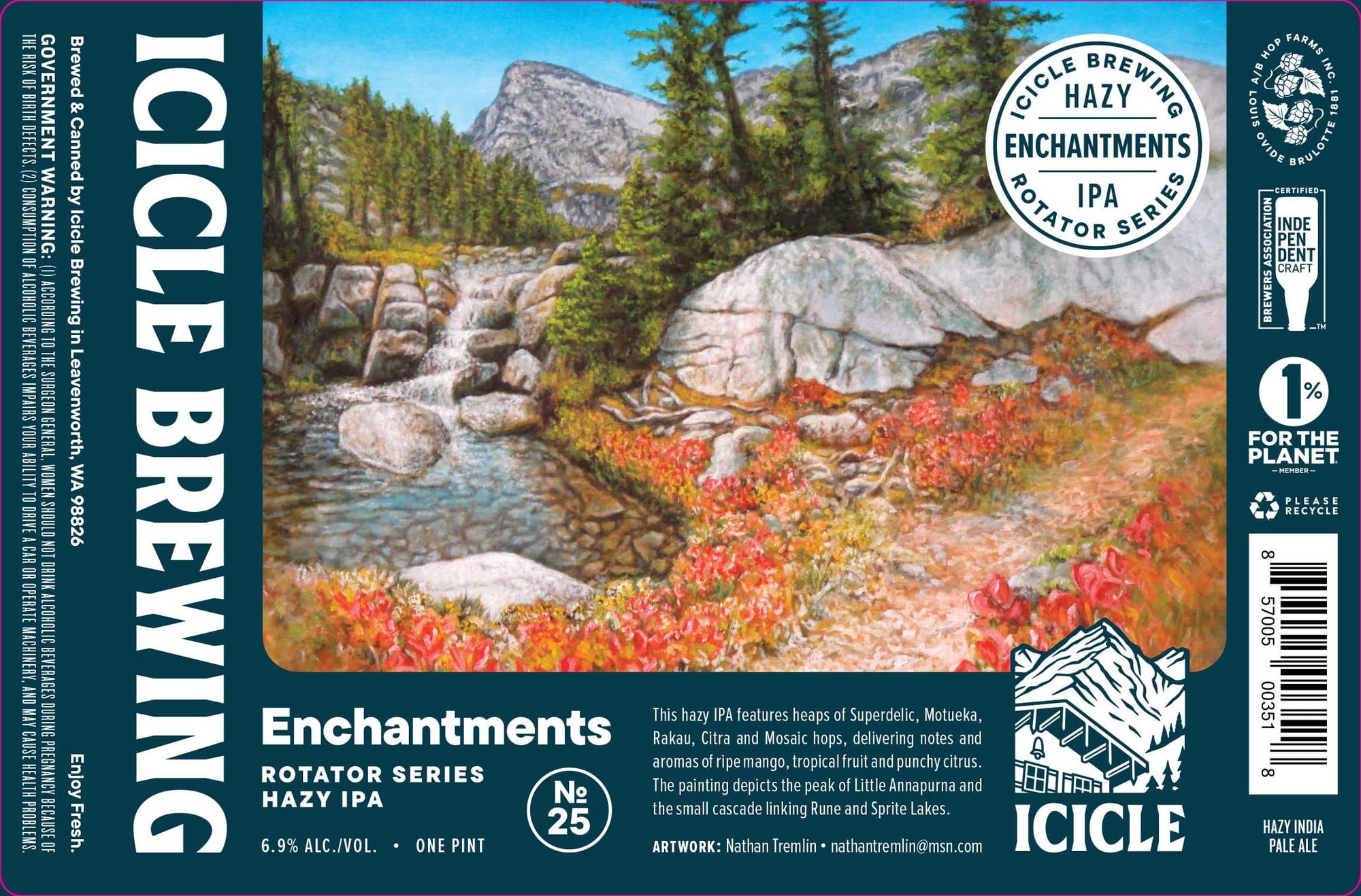 Enchantments Hazy IPA by Icicle Brewing - beer label