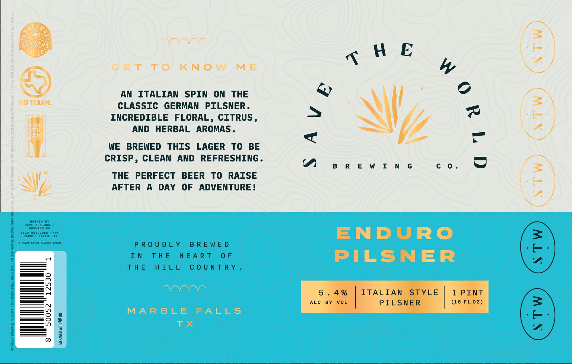 Enduro Pilsner by Save the World Brewing Co. - beer label