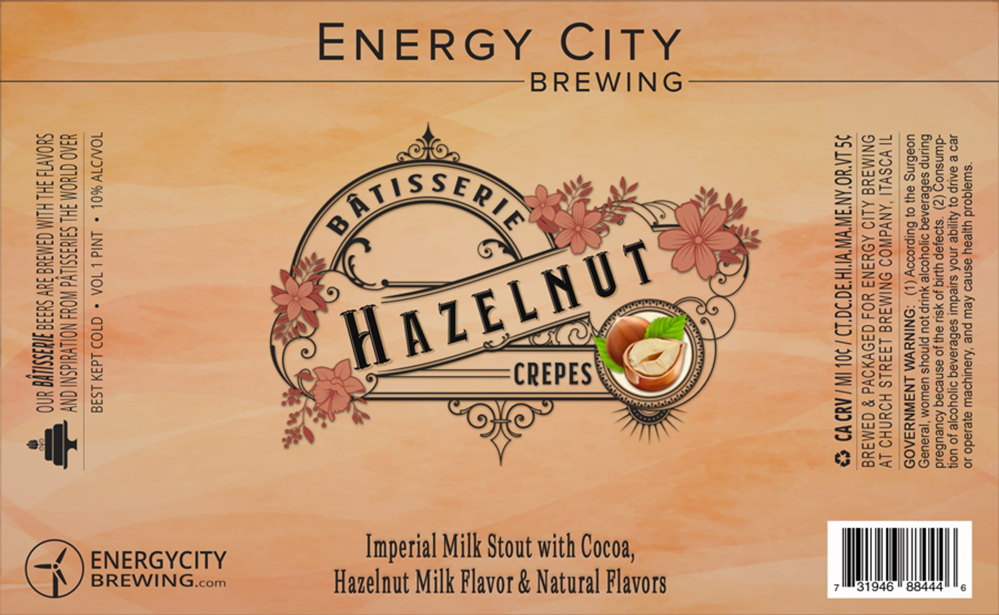 Batisserie Hazelnut by Energy City Brewing - beer label