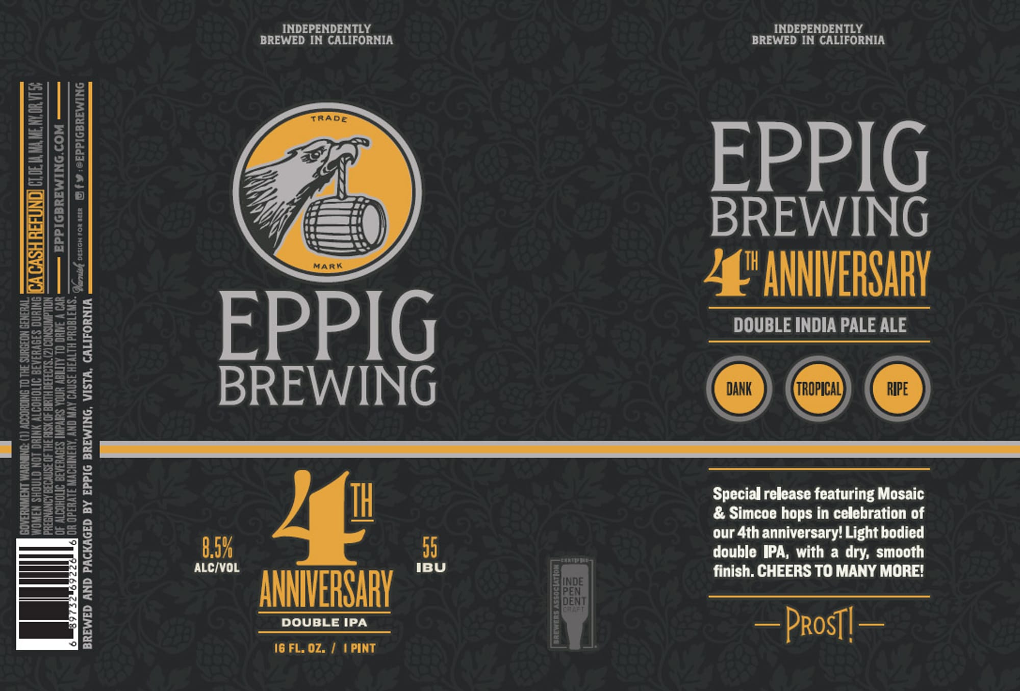 4th Anniversary Double IPA by Eppig Brewing - beer label