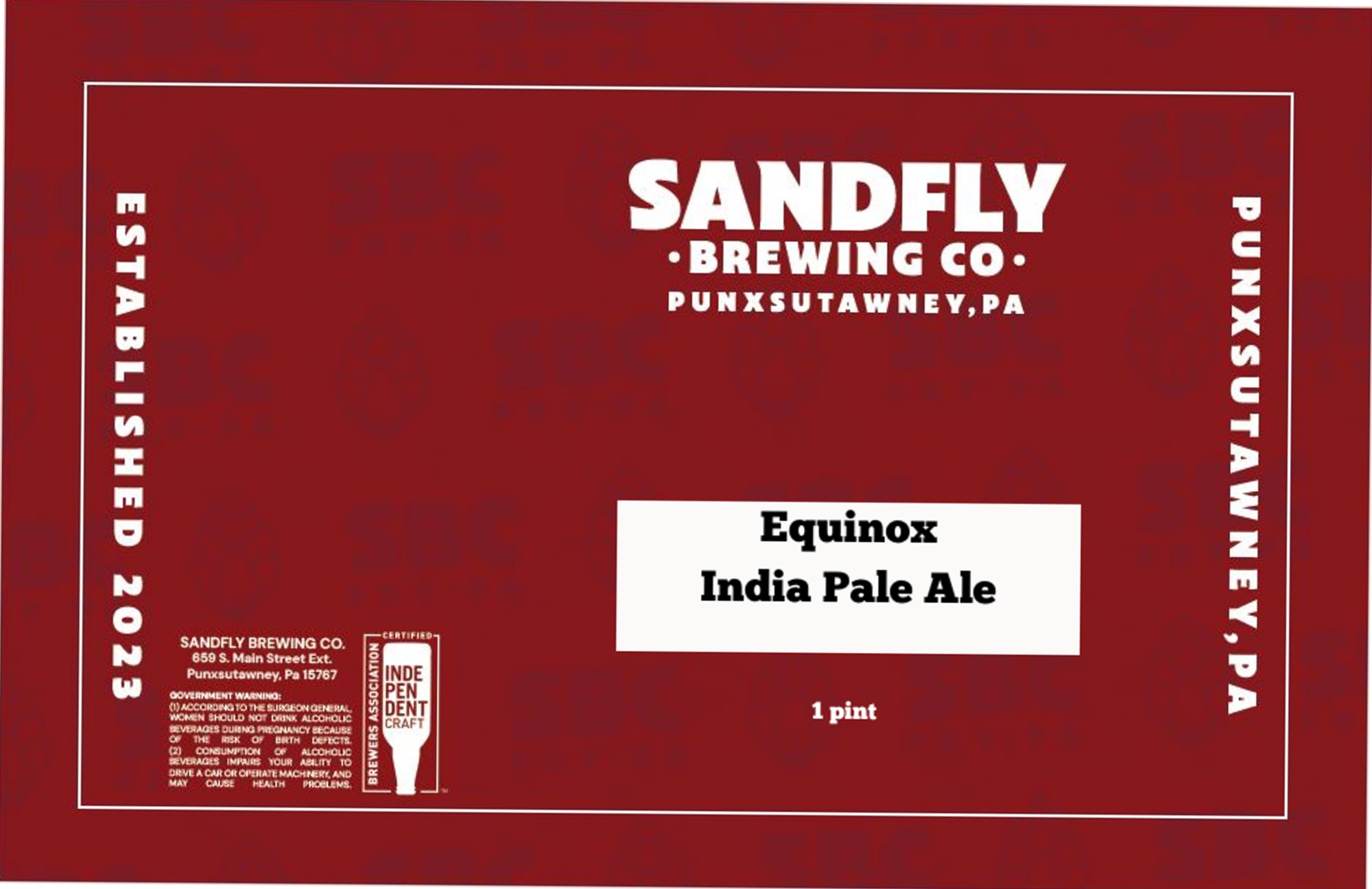 Equinox India Pale Ale by Sandfly Brewing Co. - beer label