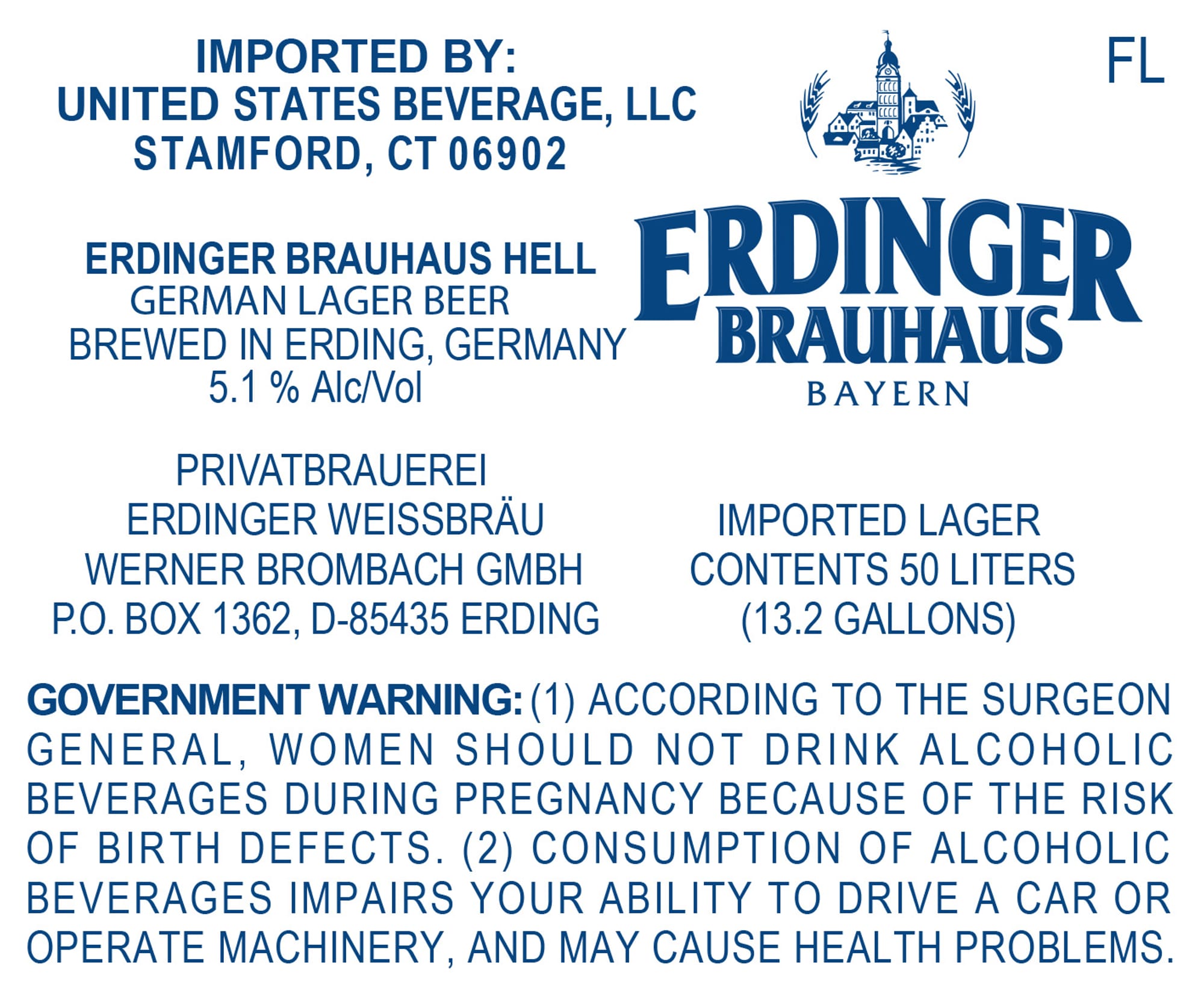 Erdinger Brauhaus Hell by Erdinger Weissbräu - beer label