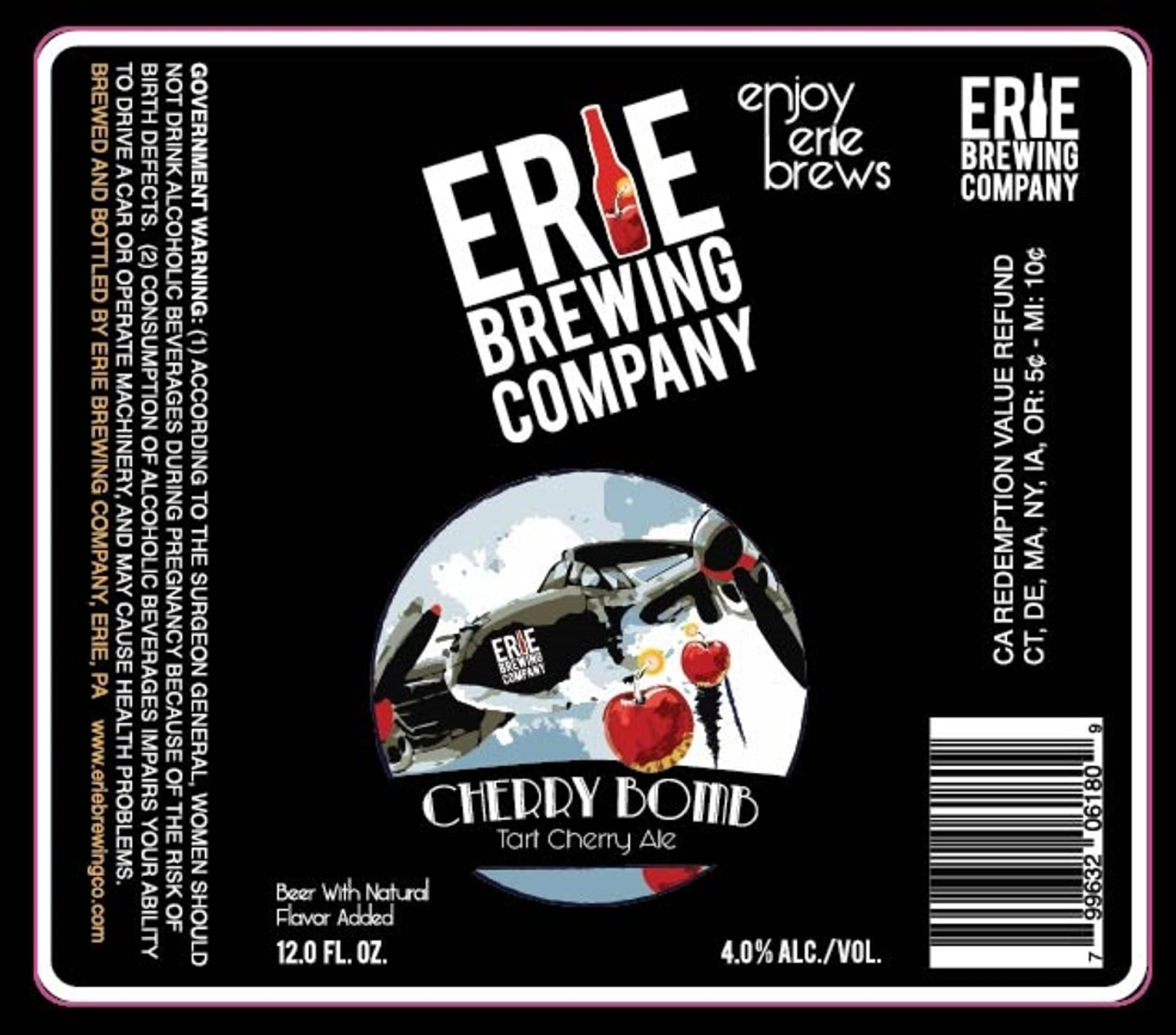 Cherry Bomb by Erie Brewing Company - beer label