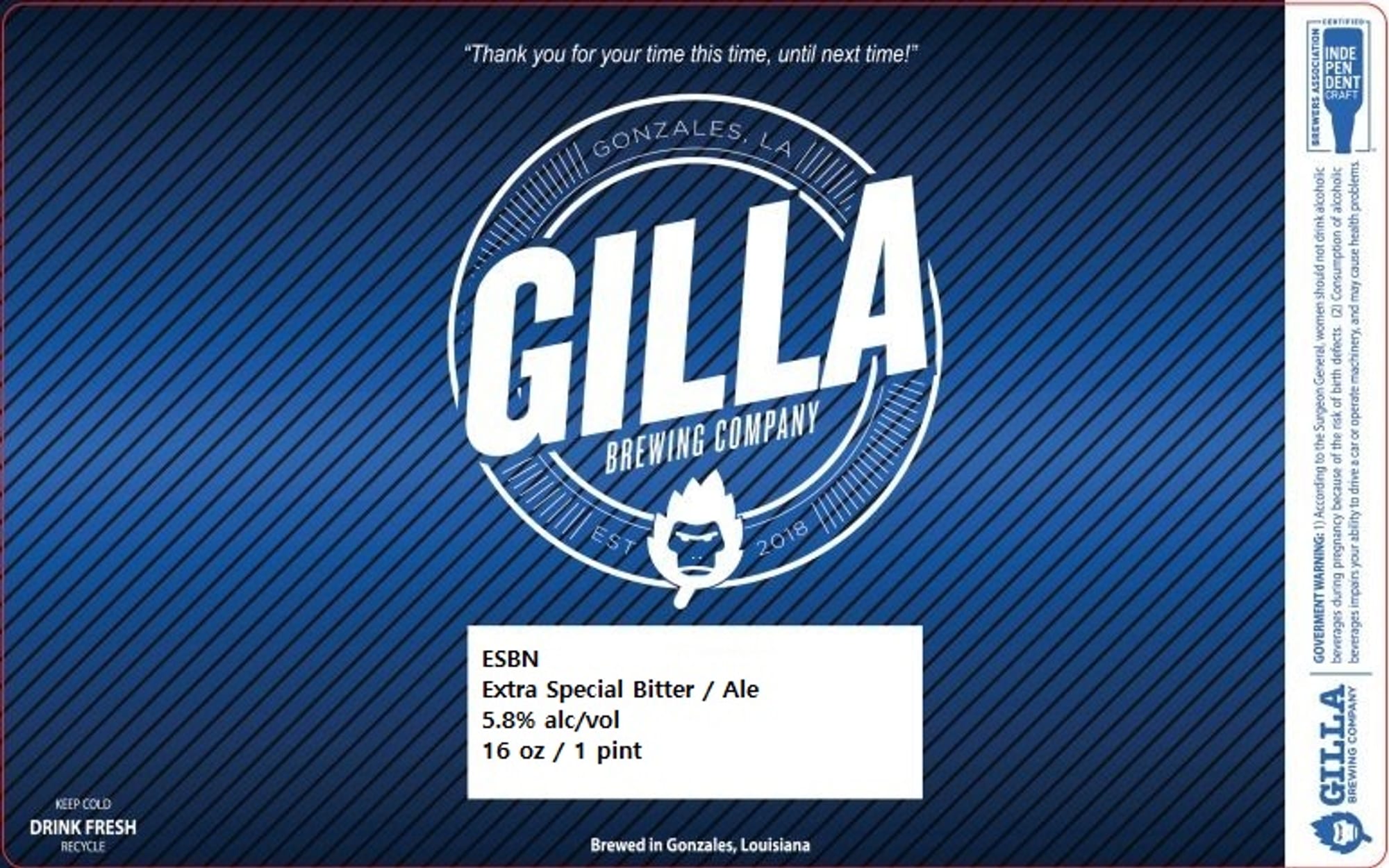 ESBN by Gilla Brewing Company - beer label