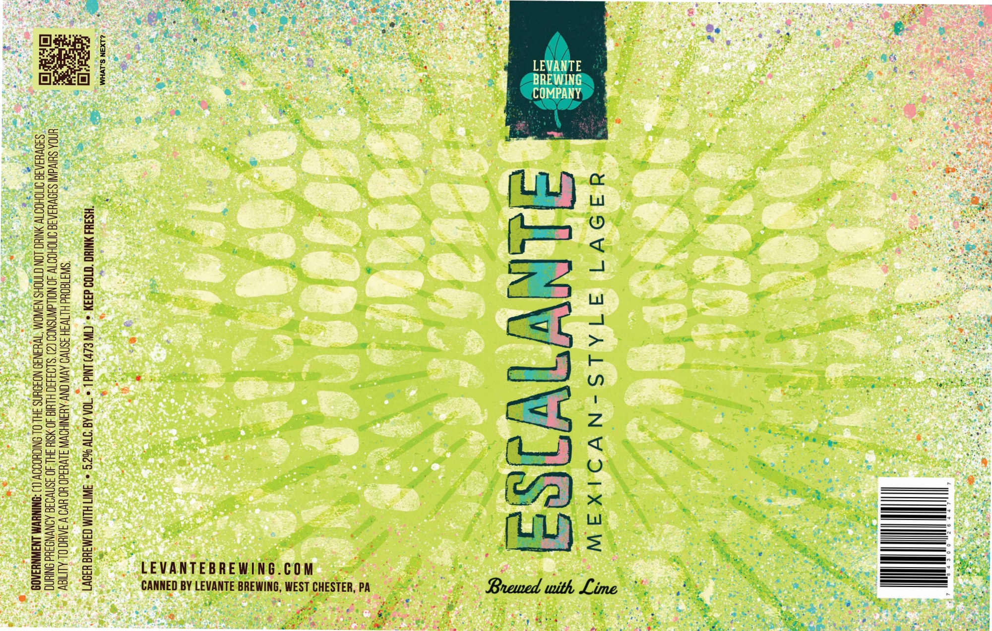 Escalante Mexican Lager by Levante Brewing Company - beer label