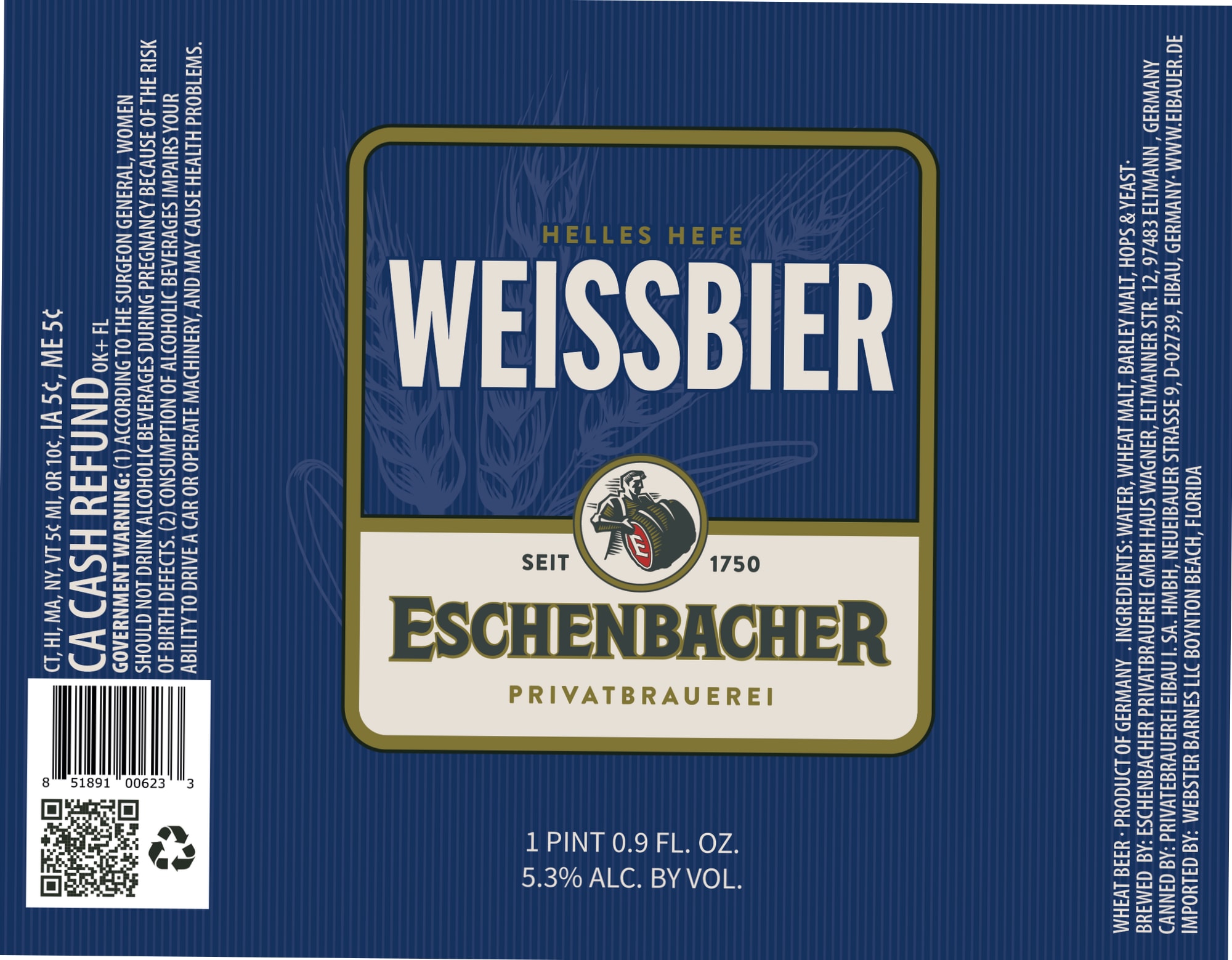 Weissbier by Eschenbacher Privatbrauerei - beer label