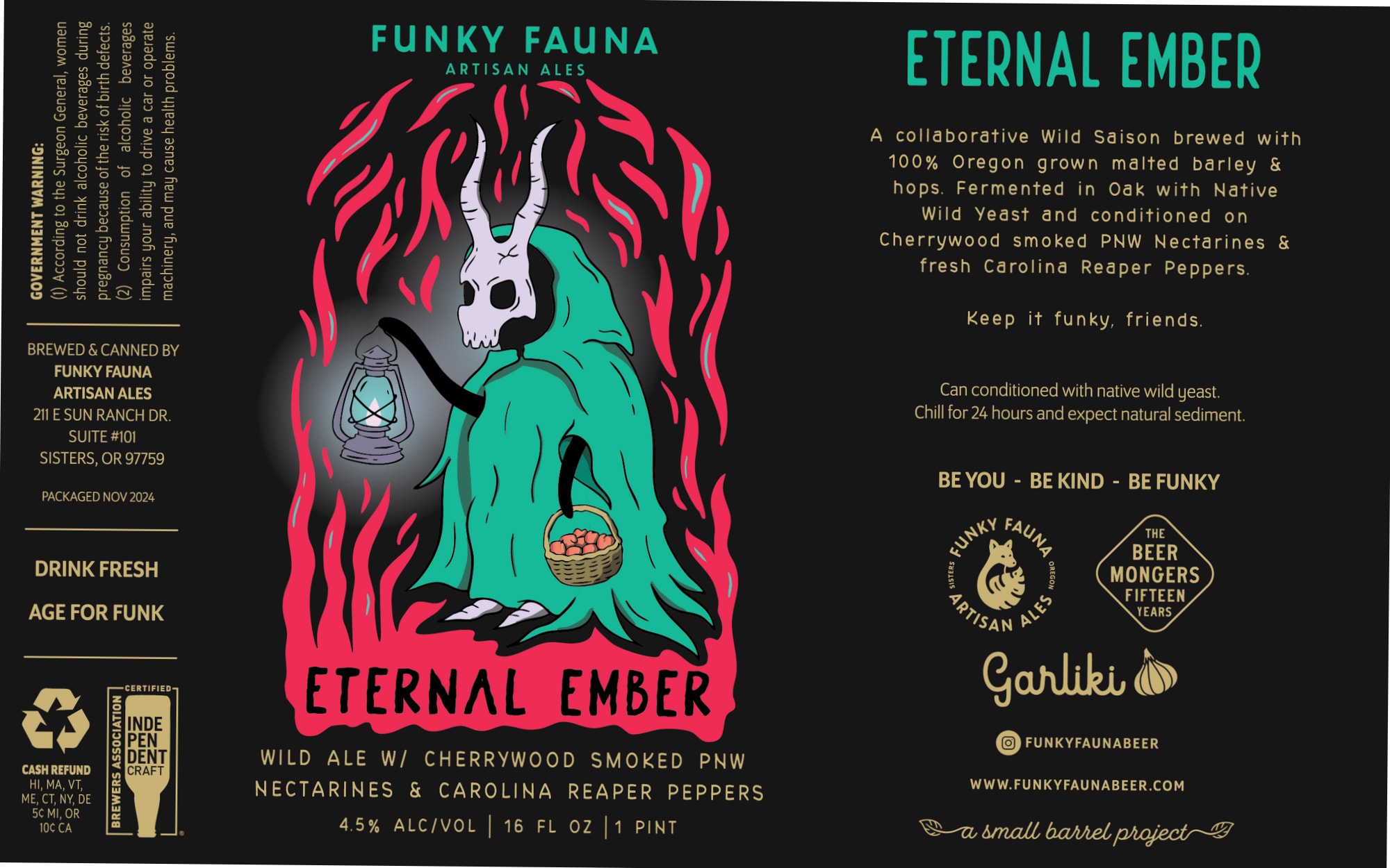 Eternal Ember by Funky Fauna Artisan Ales - beer label