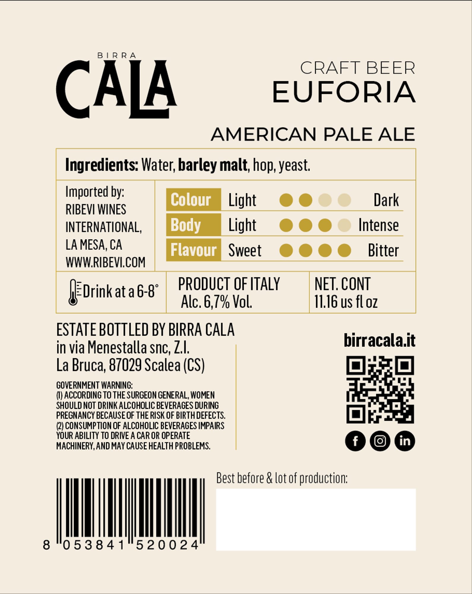 Euforia by Birra Cala - beer label