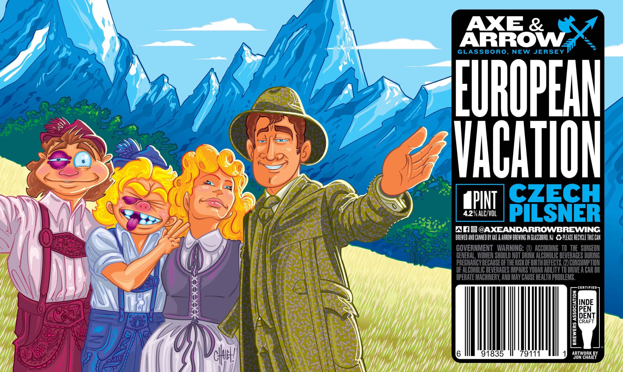 EUROPEAN VACATION by AXE & ARROW BREWING - beer label