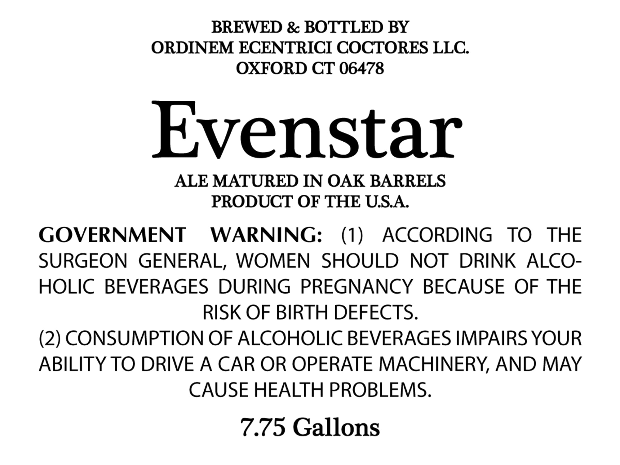 Evenstar by Ordinem Eccentrici Coctores - beer label