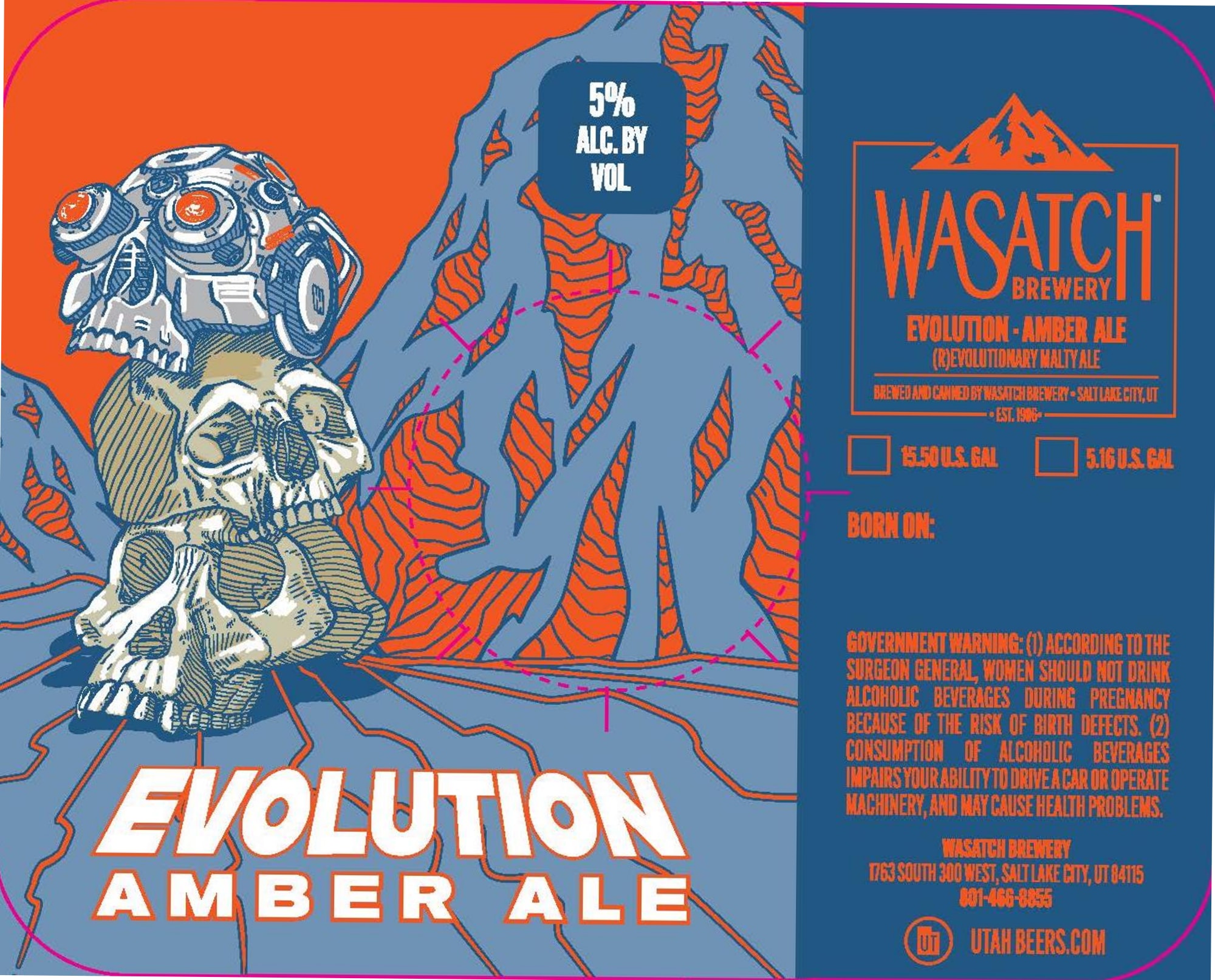 Evolution Amber Ale by Wasatch Brewery - beer label